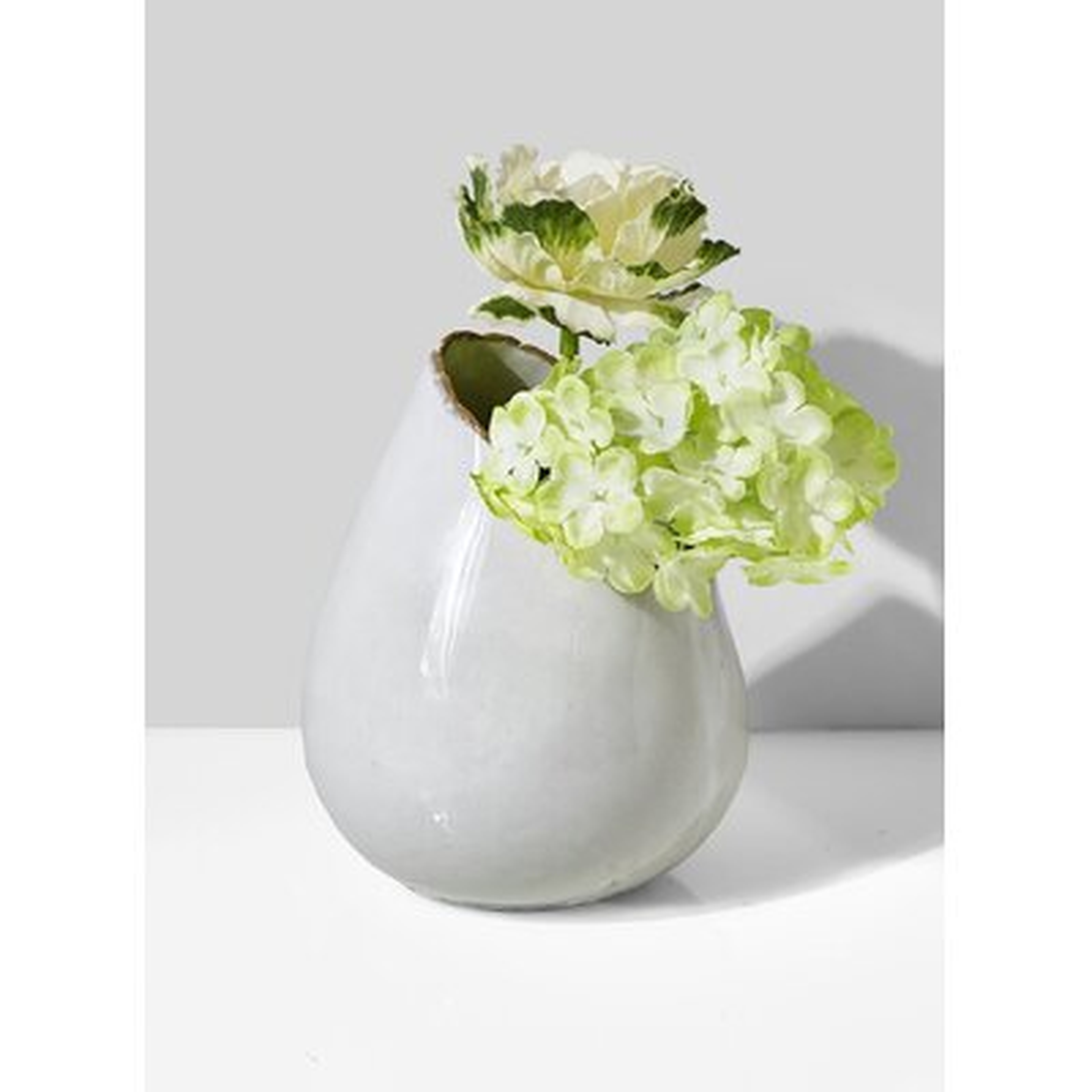 Bungalow Rose Glazed Ceramic Hi-Low Vase, Set Of 2- Centerpiece For Vintage Weddings, Events, Measures 5" Tall And 4" Diameter - Wayfair