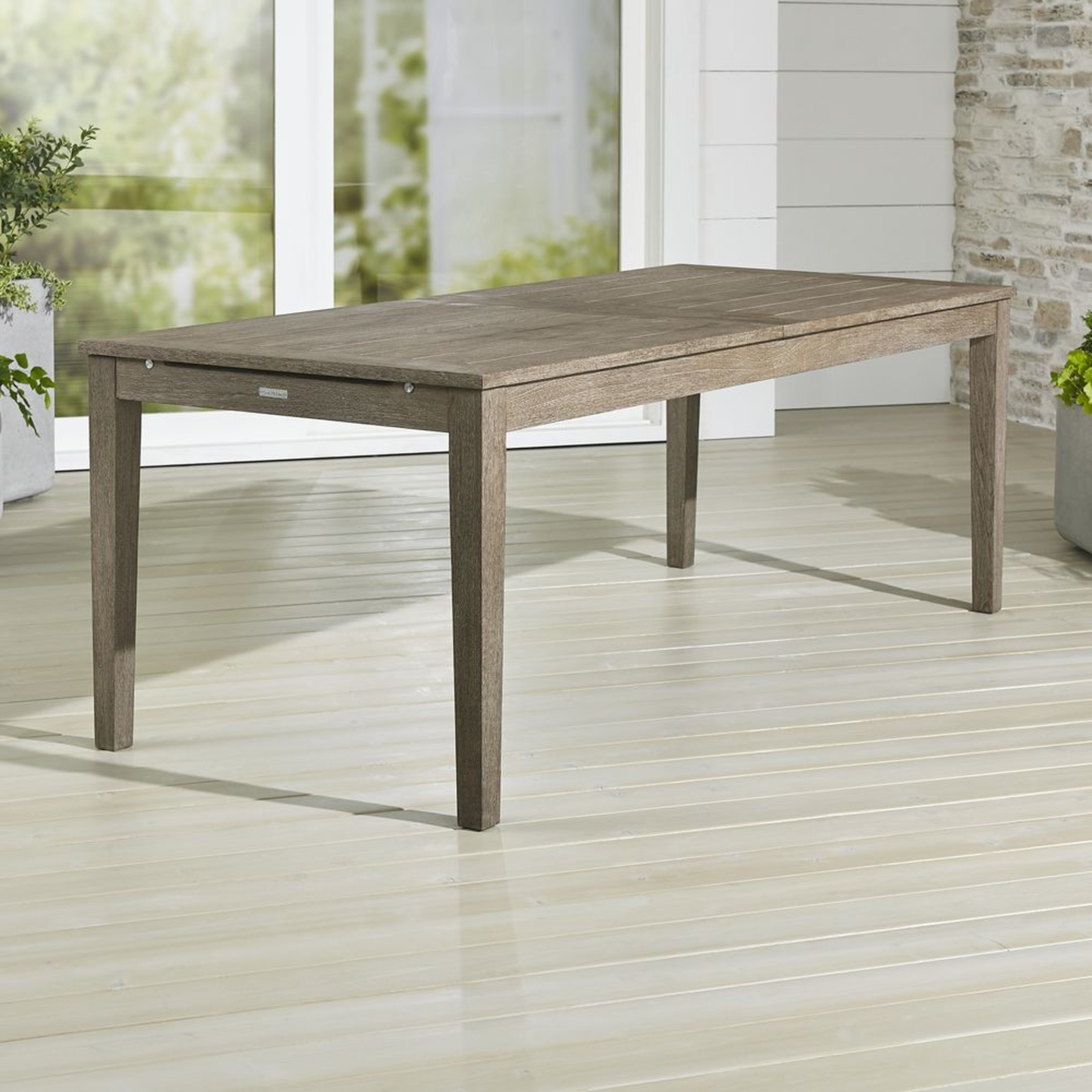 Regatta 84"-108" Weathered Grey Solid Teak Wood Extension Outdoor Dining Table - Crate and Barrel