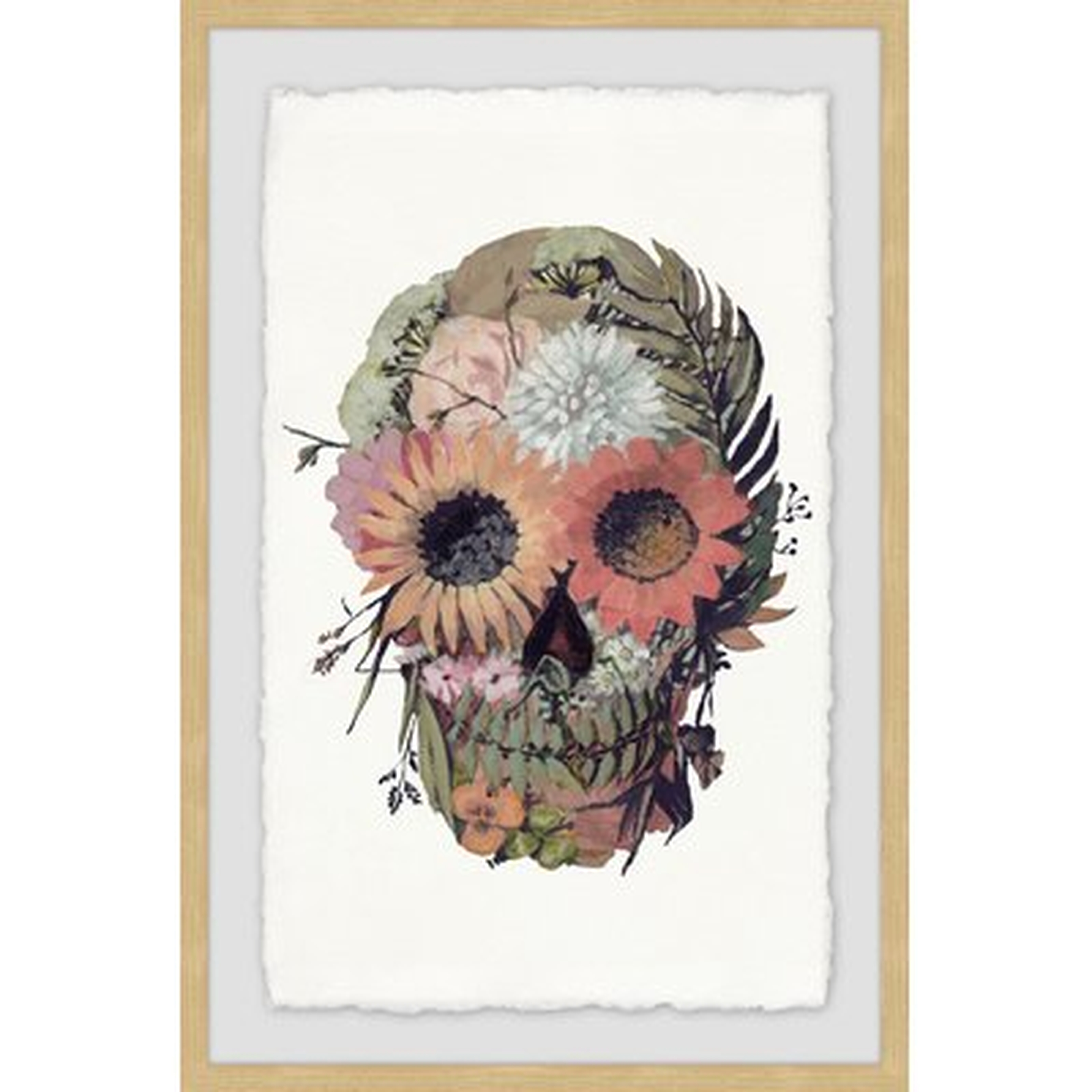 'Floral Skull' Framed Print - Wayfair