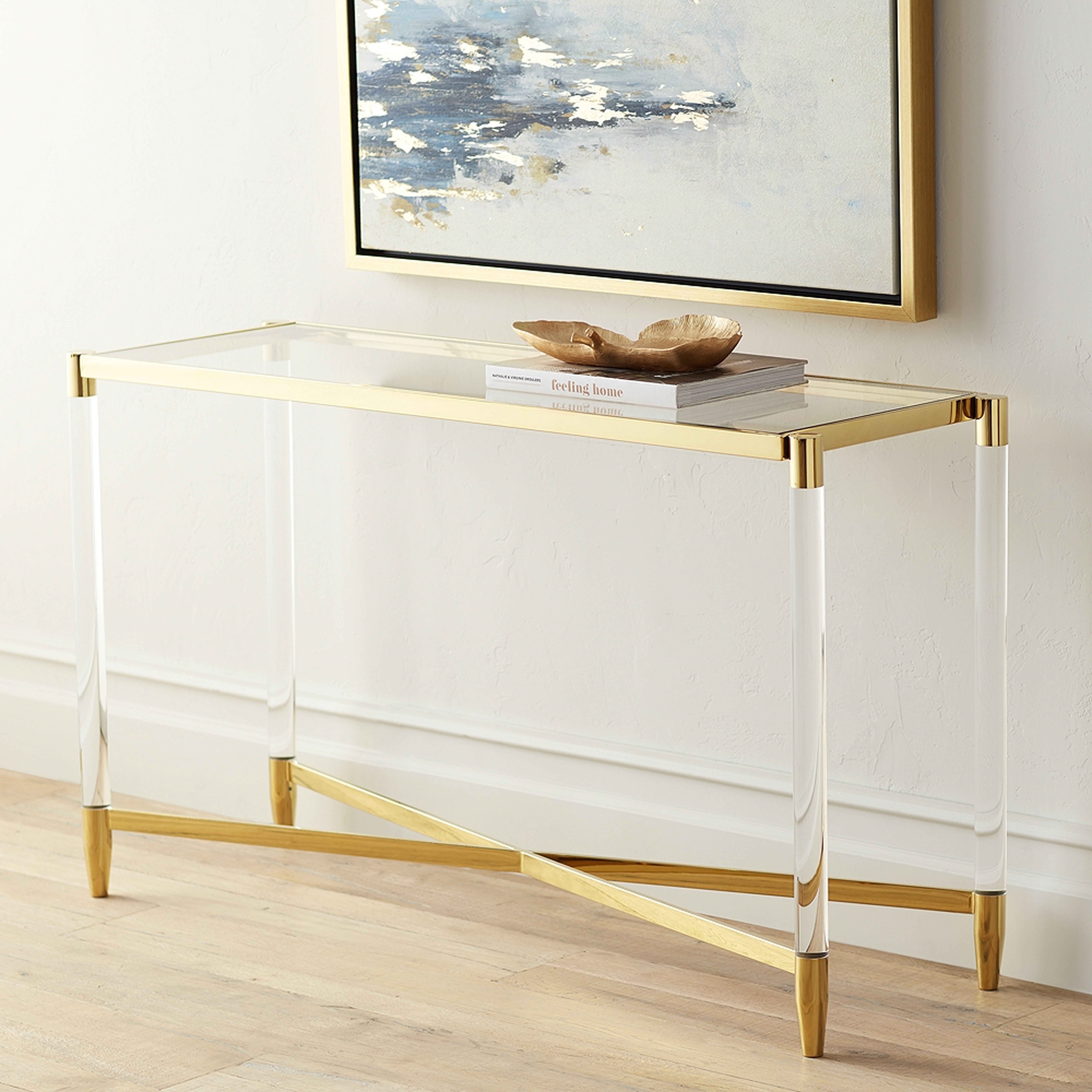 Stefania Gold and Acrylic Console Table - Style # 55K06 - Lamps Plus
