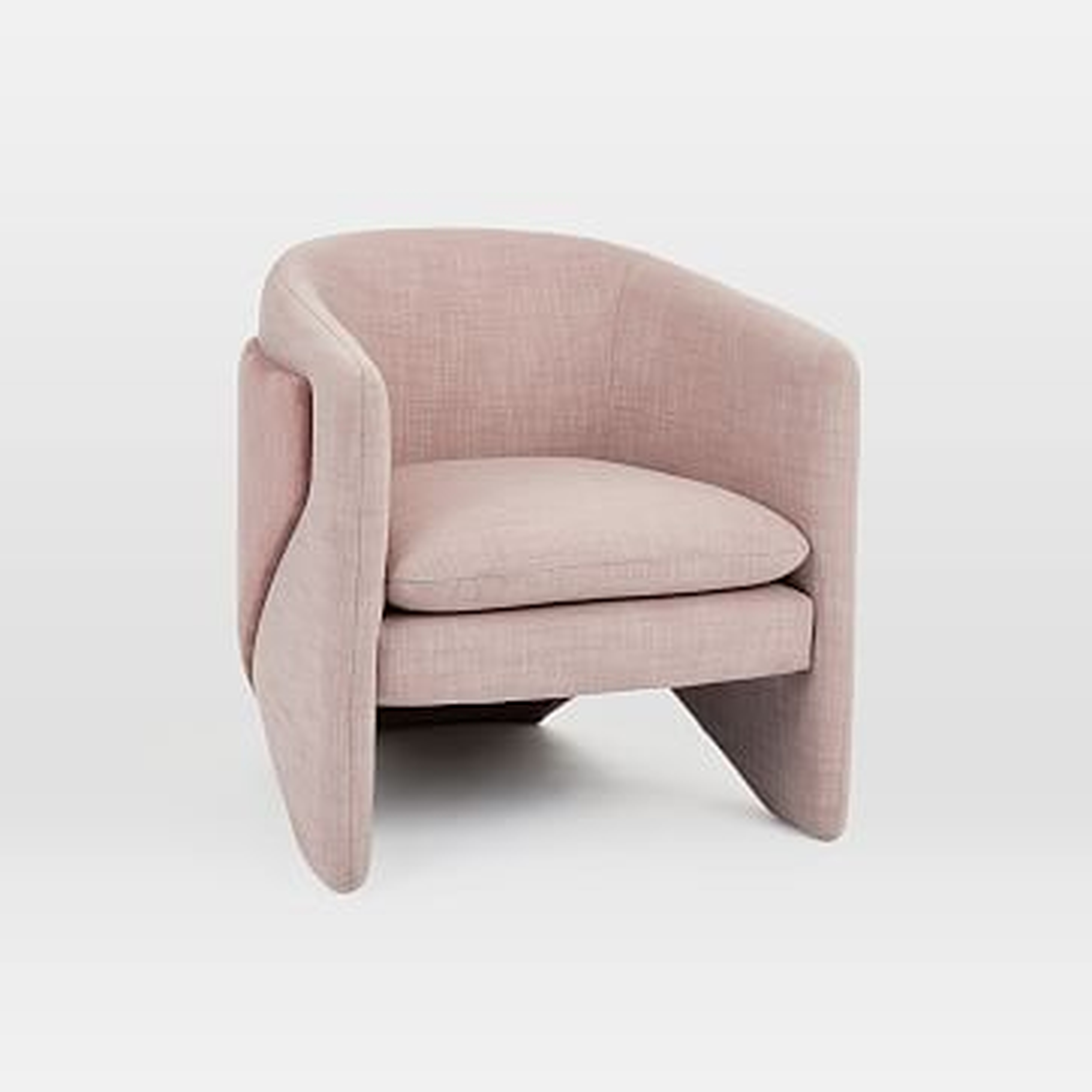 Thea Chair, Worn Velvet, Light Pink - West Elm