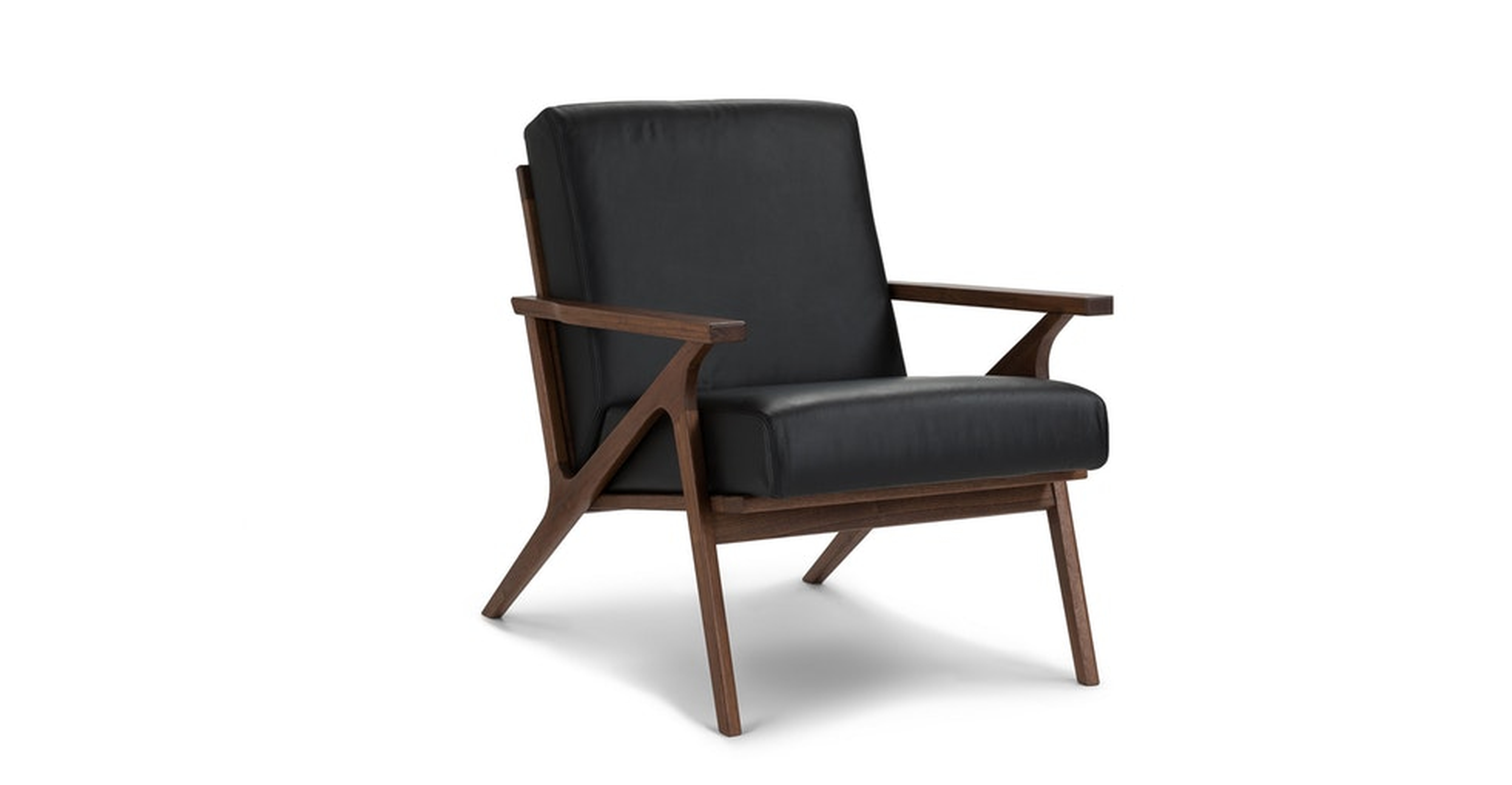 Otio Black Leather Walnut Lounge Chair - Article