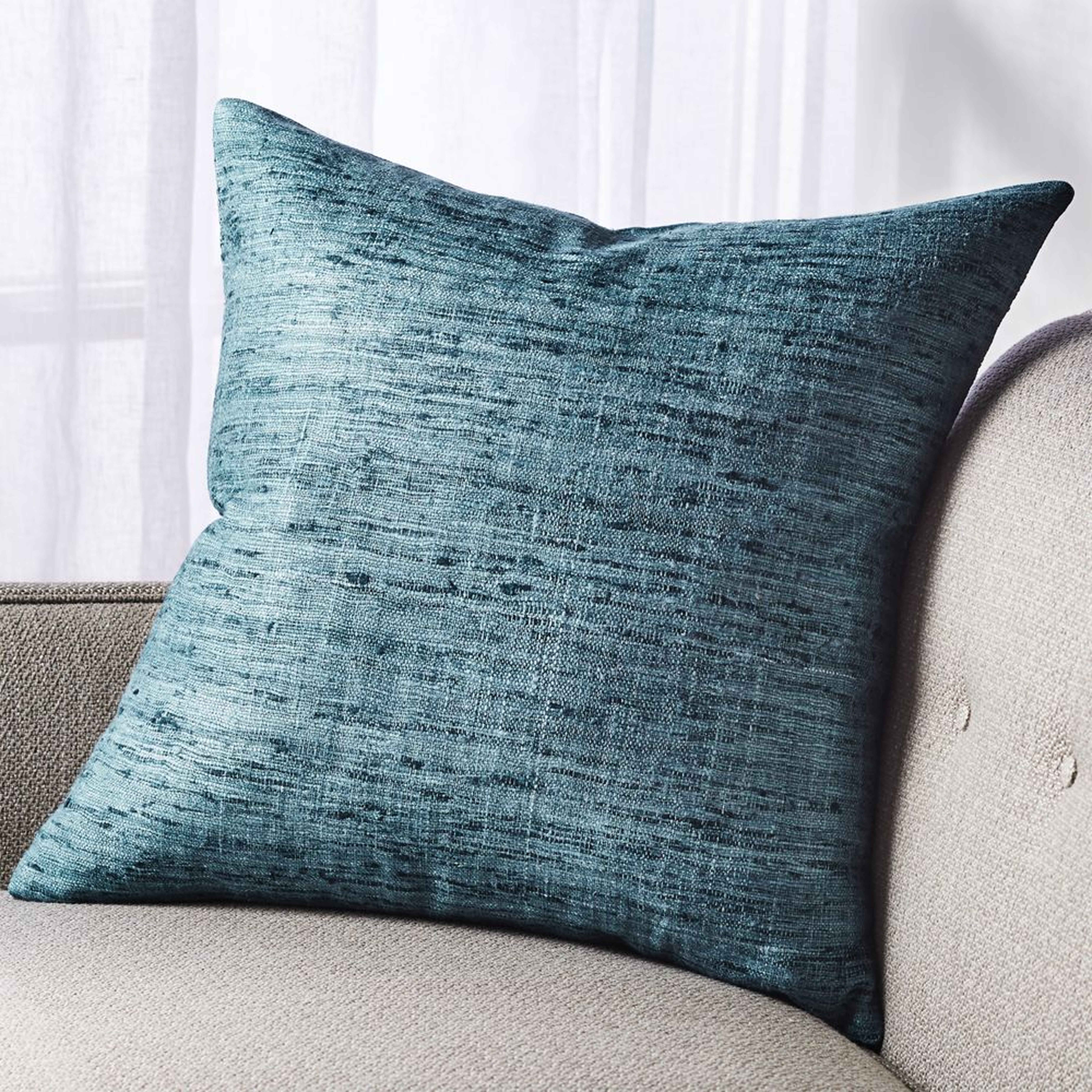 Trevino Teal Pillow with Down-Alternative Insert 20" - Crate and Barrel