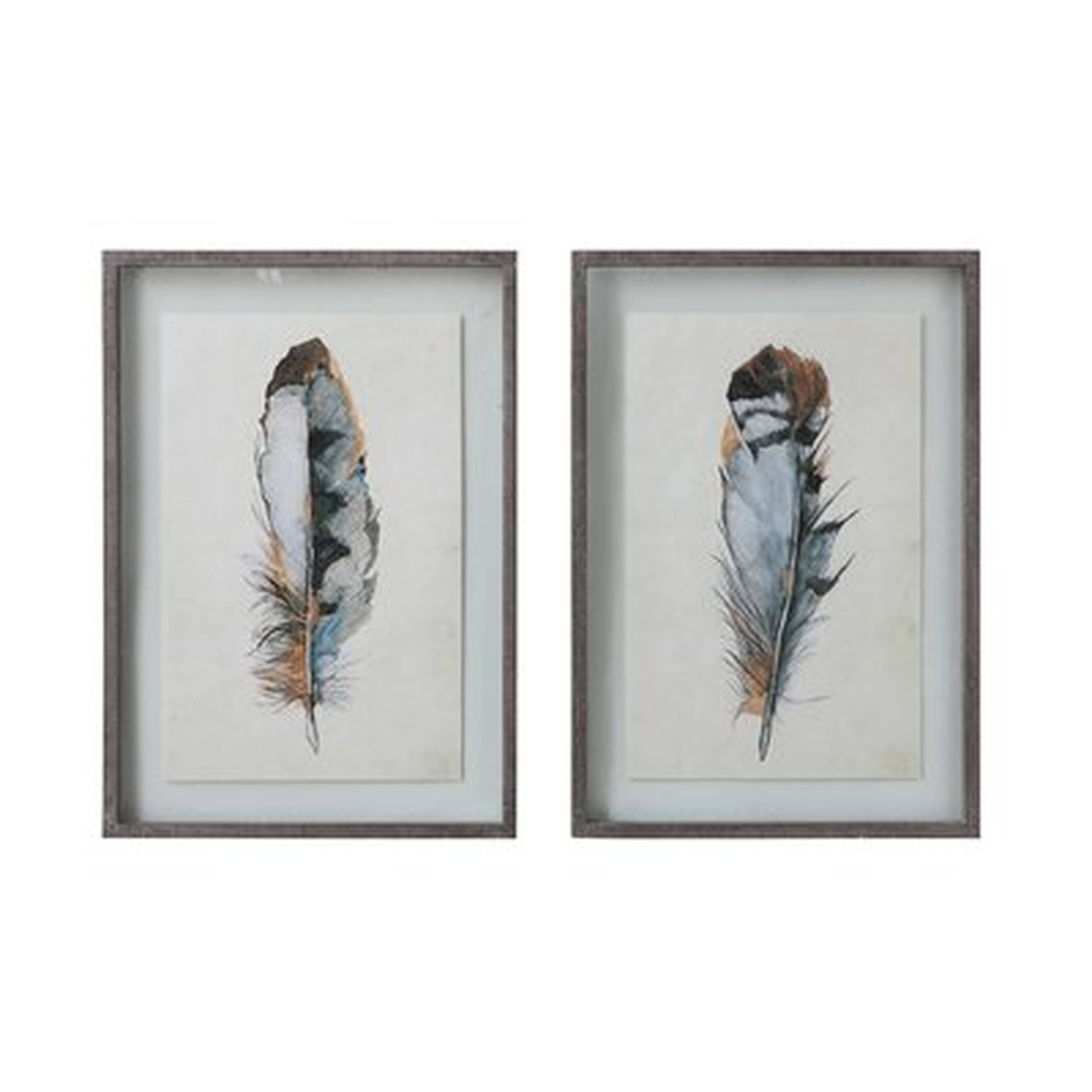 'Feathers' 2 Piece Framed Print Set - Wayfair