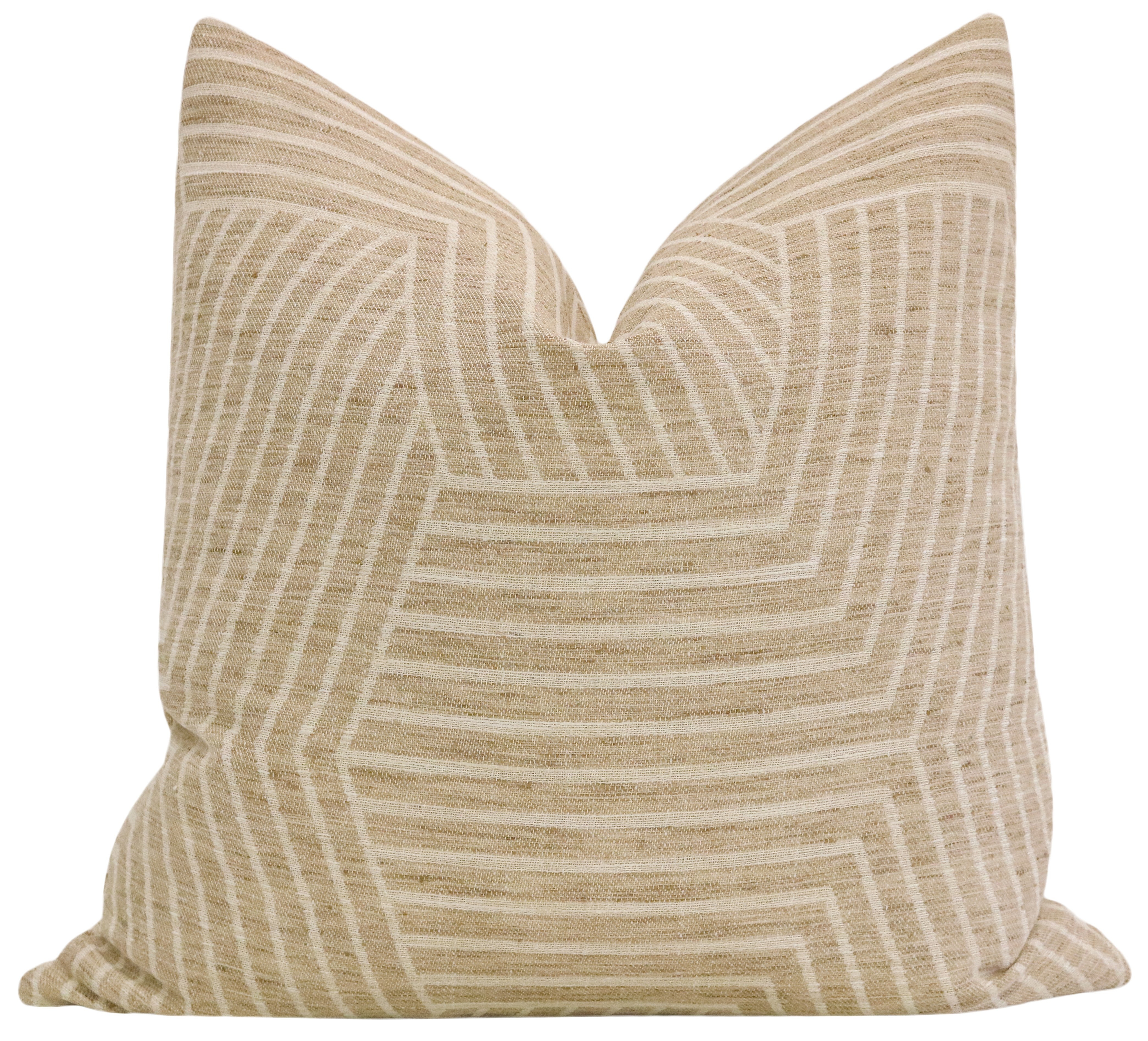 Labyrinth Linen Pillow Cover, Natural, 18" x 18" - Little Design Company