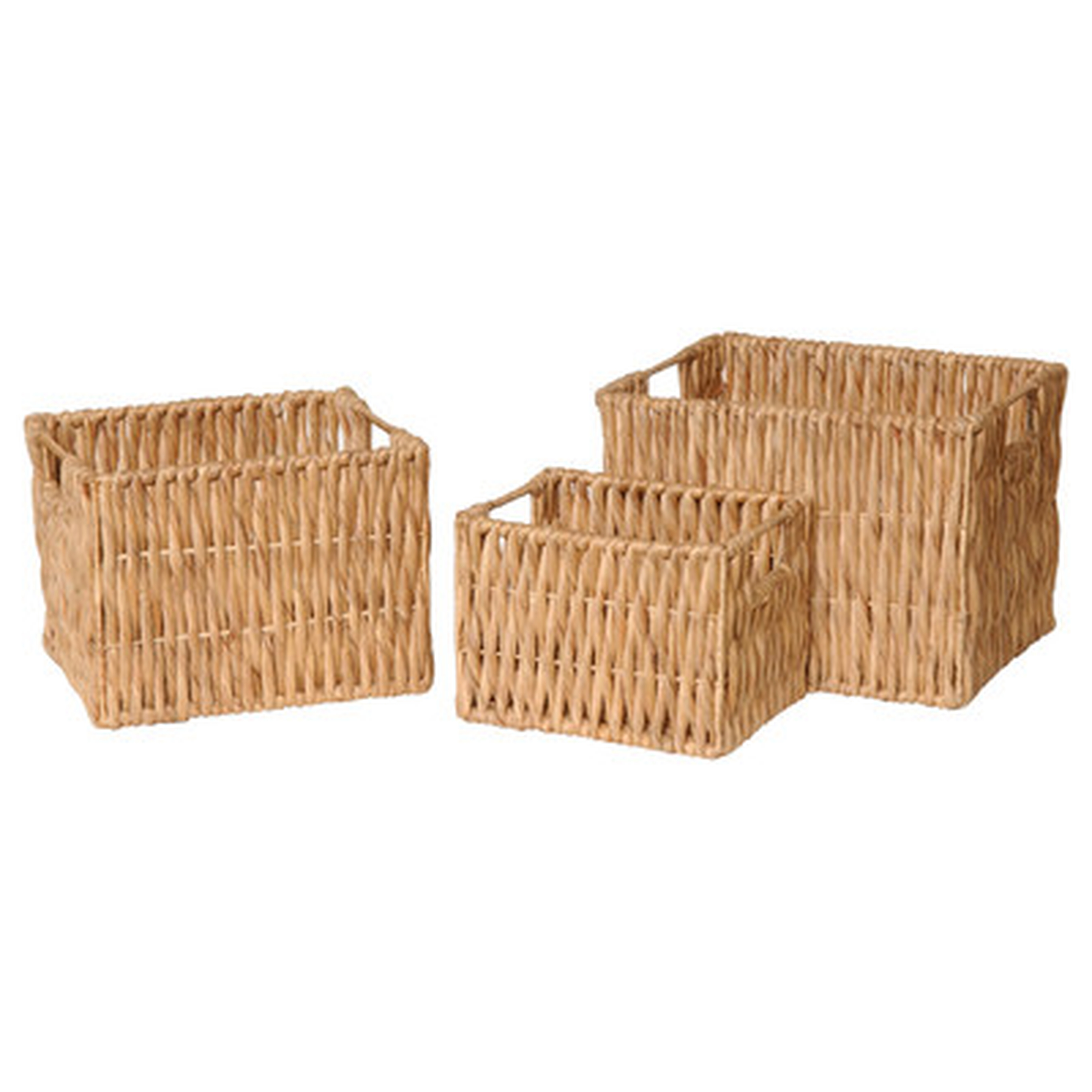 3 Piece Rectangle Water Hyacinth Basket Set - Wayfair