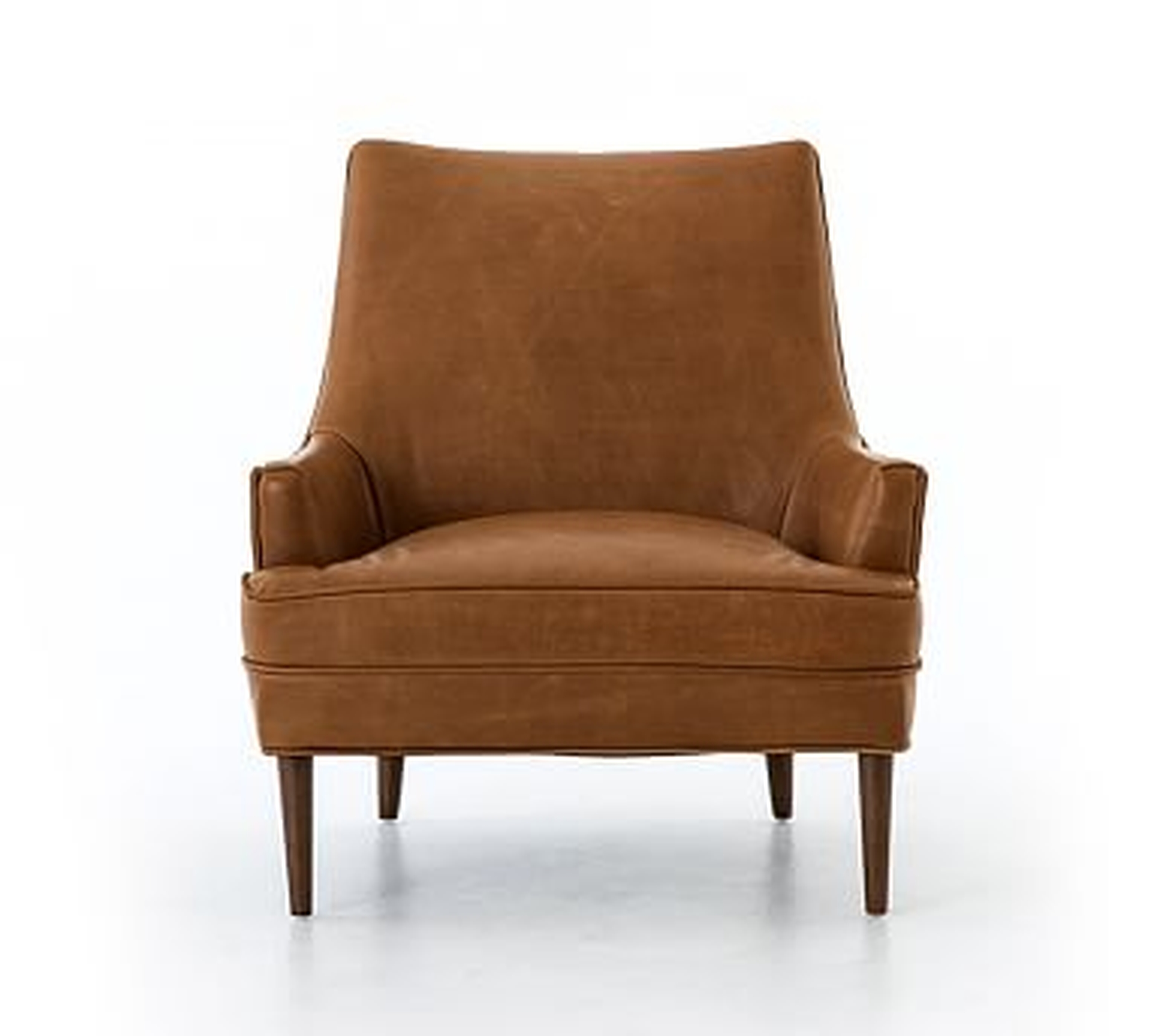 Reyes Leather Armchair, Polyester Wrapped Cushions, Signature Maple - Pottery Barn