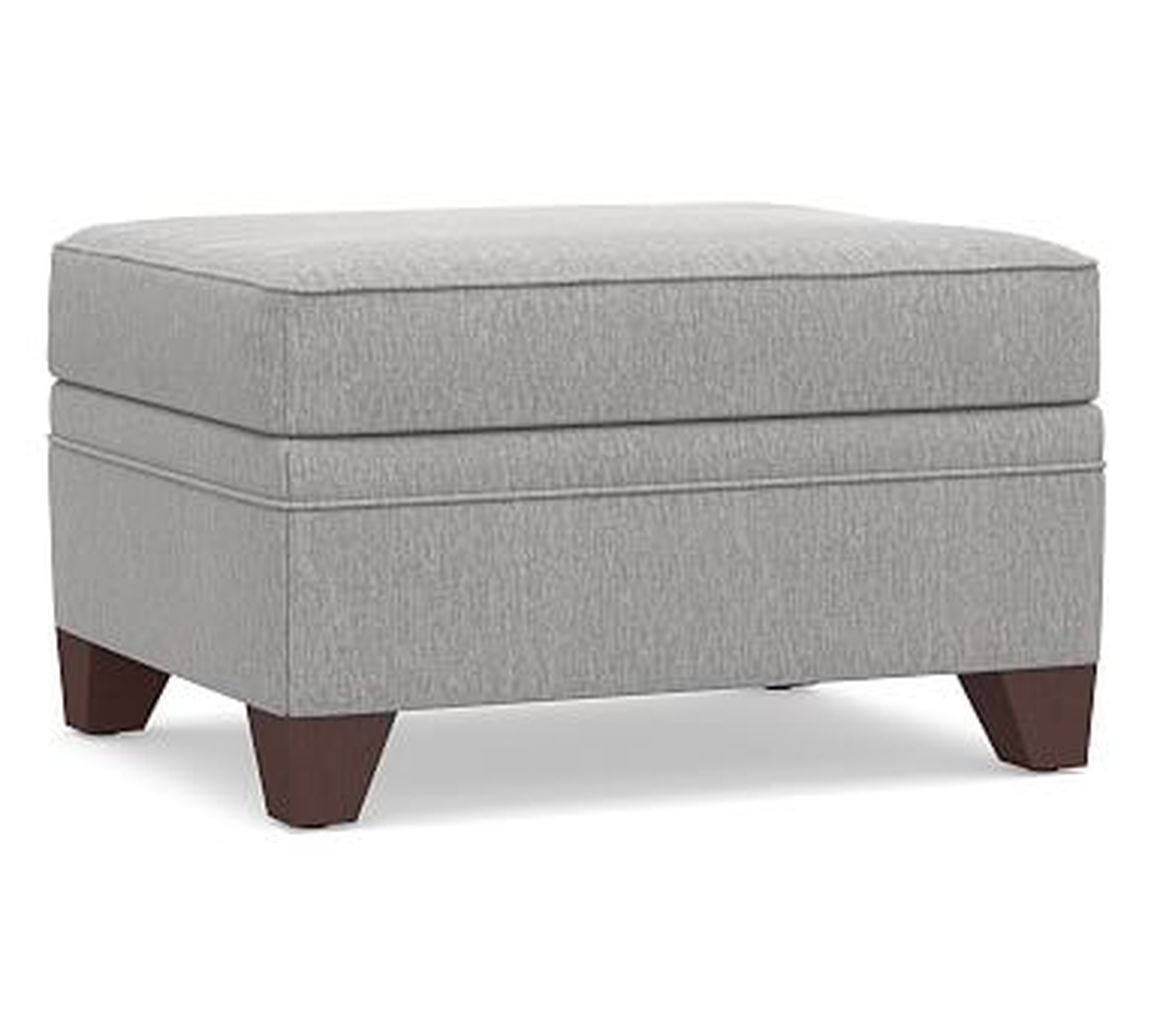Cameron Upholstered Storage Ottoman, Polyester Wrapped Cushions, Sunbrella(R) Performance Chenille Fog - Pottery Barn