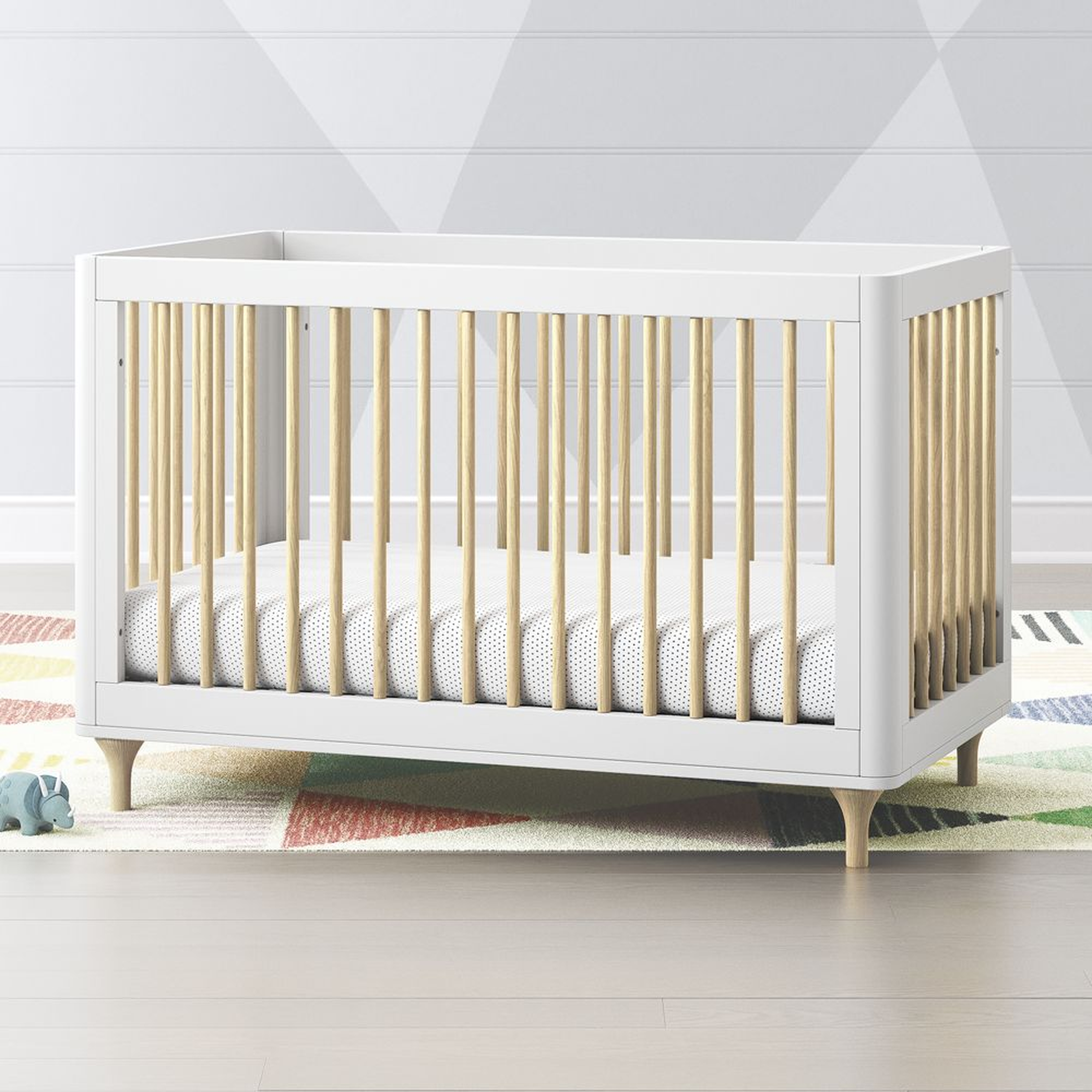 Babyletto Lolly White & Natural 3 in 1 Convertible Crib - Crate and Barrel