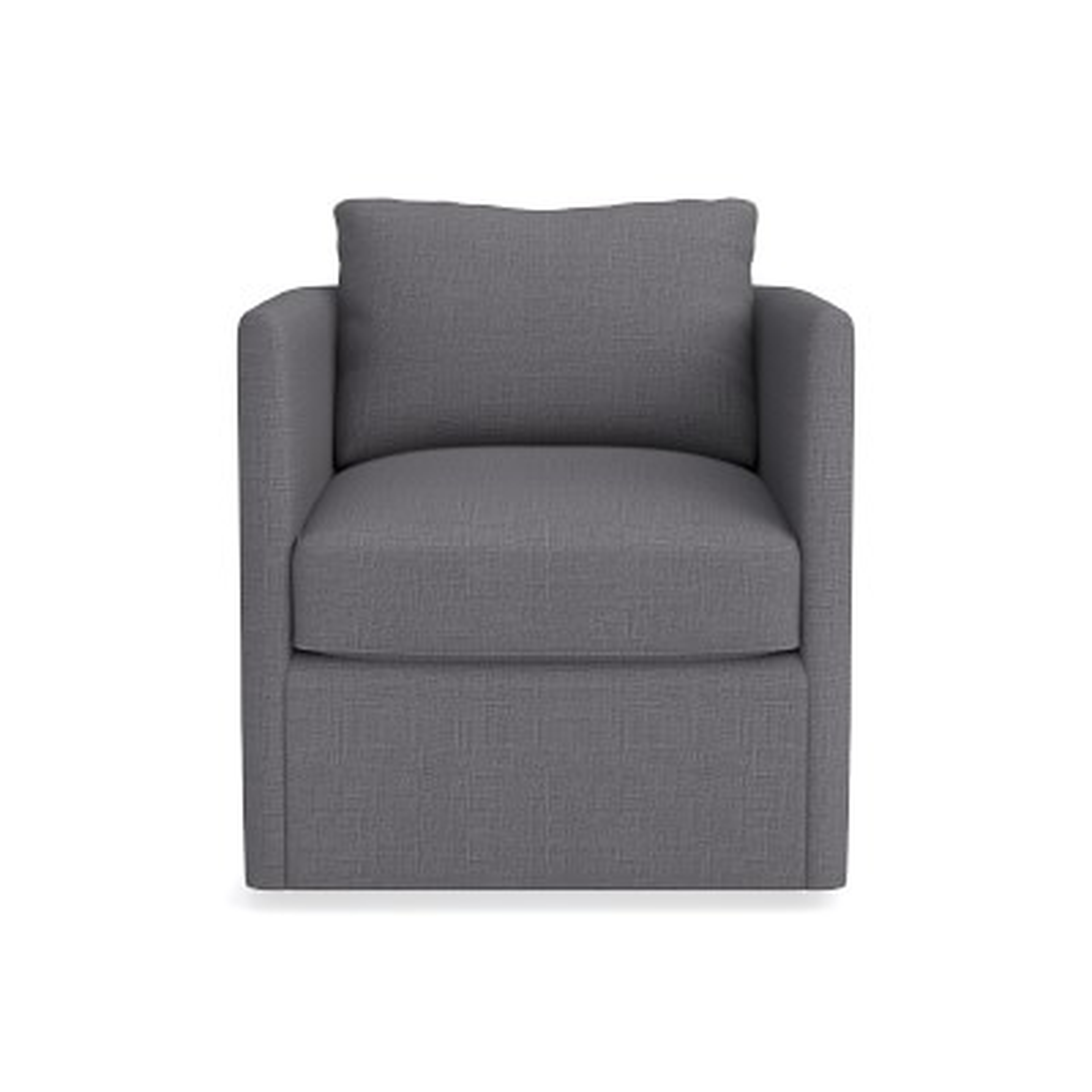 Naples Swivel Chair, Textured Linen/Cotton, Charcoal - Williams Sonoma