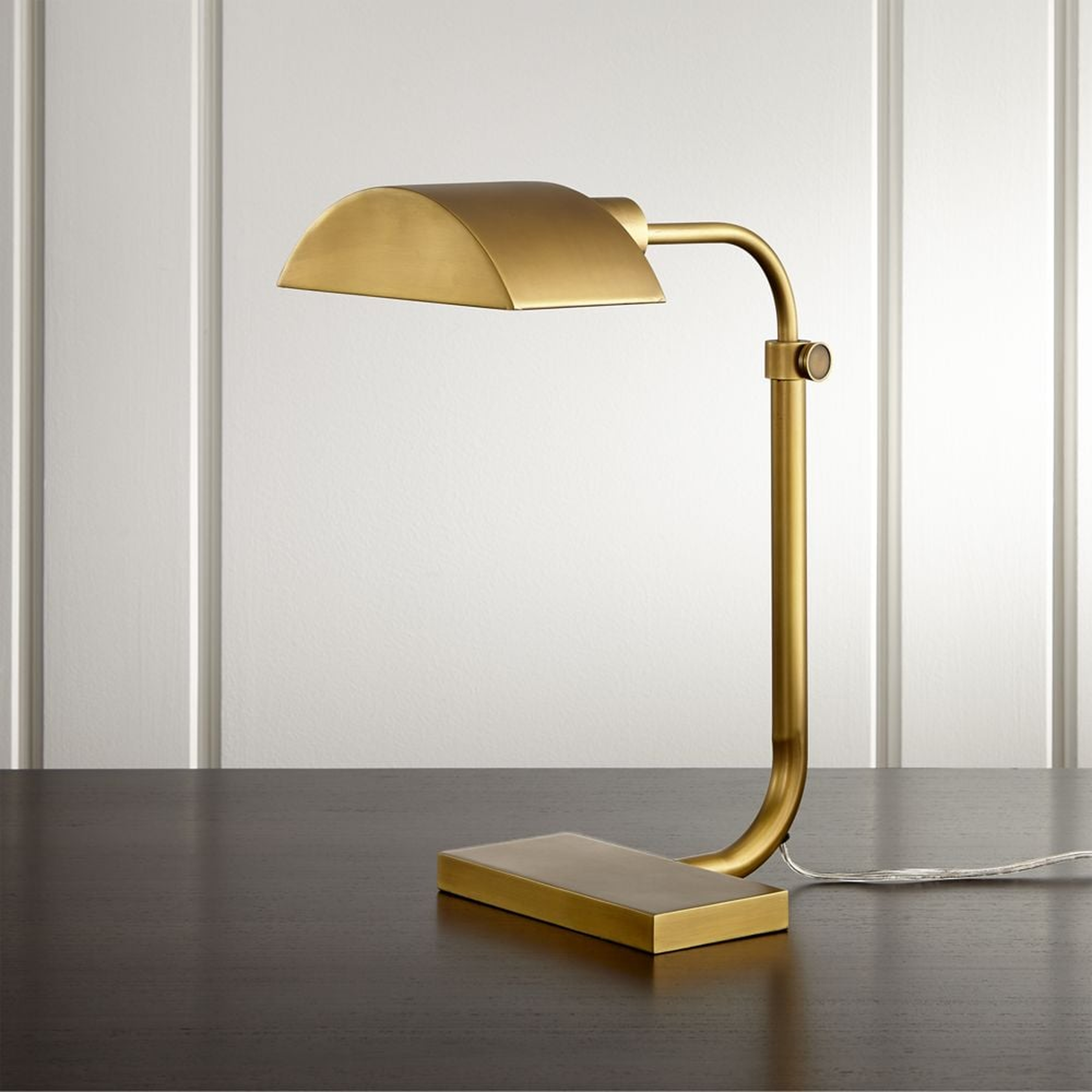 Theorem Aged Brass Desk Lamp - Crate and Barrel