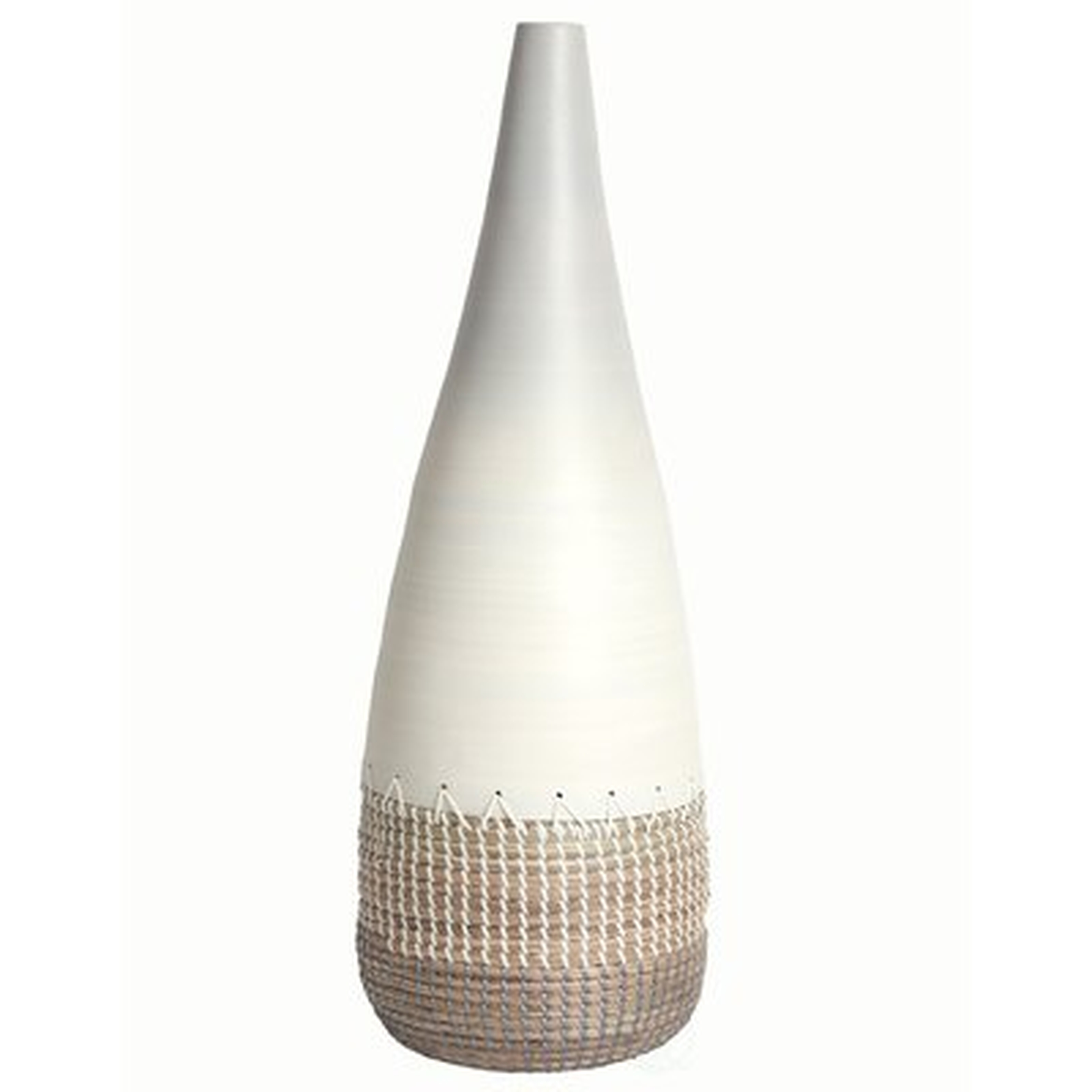 Esai Spun Bamboo and Coiled Seagrass Floor Vase - Wayfair