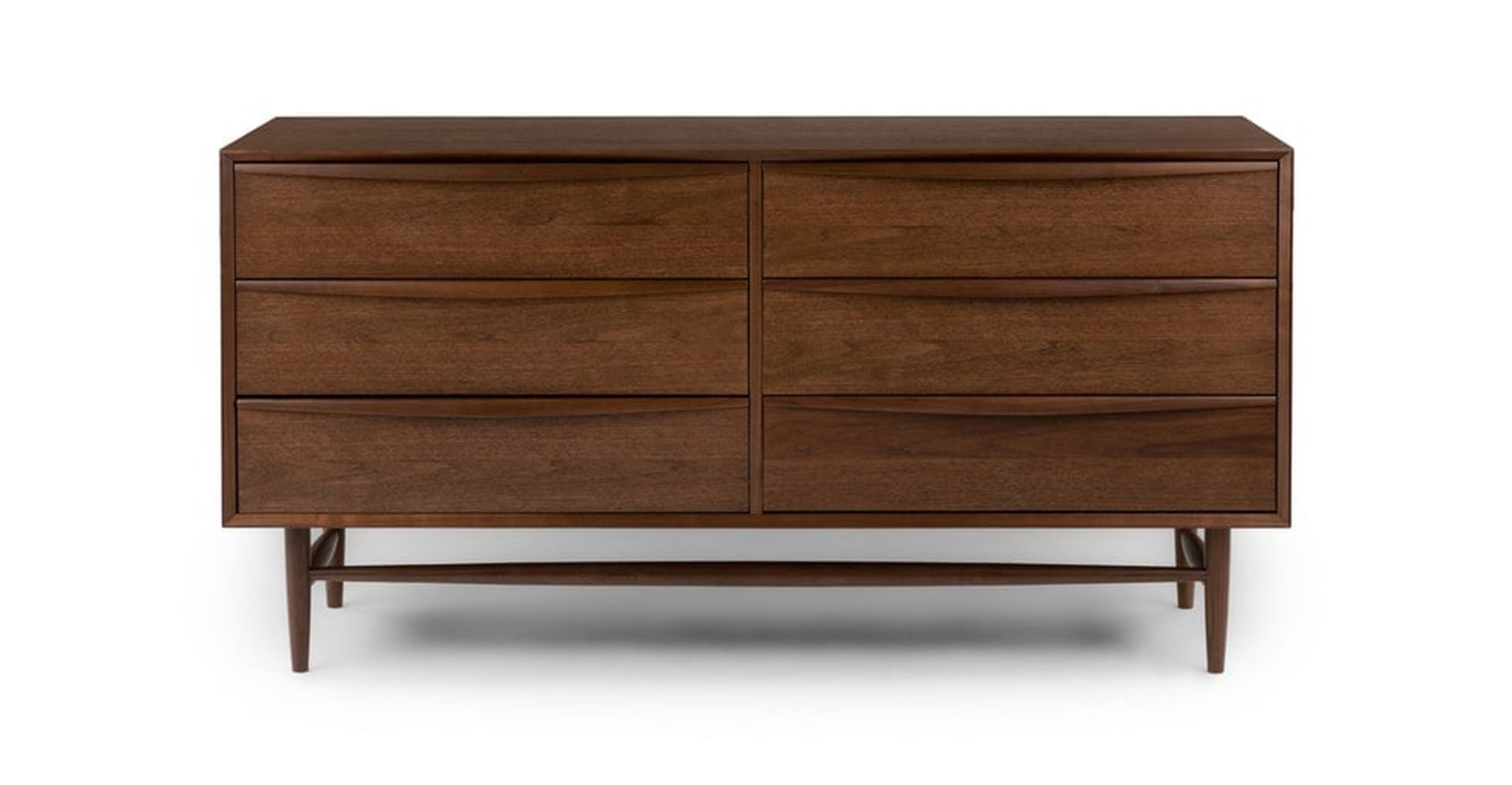 Lenia 6-Drawer Double Dresser, Dark Walnut - Article