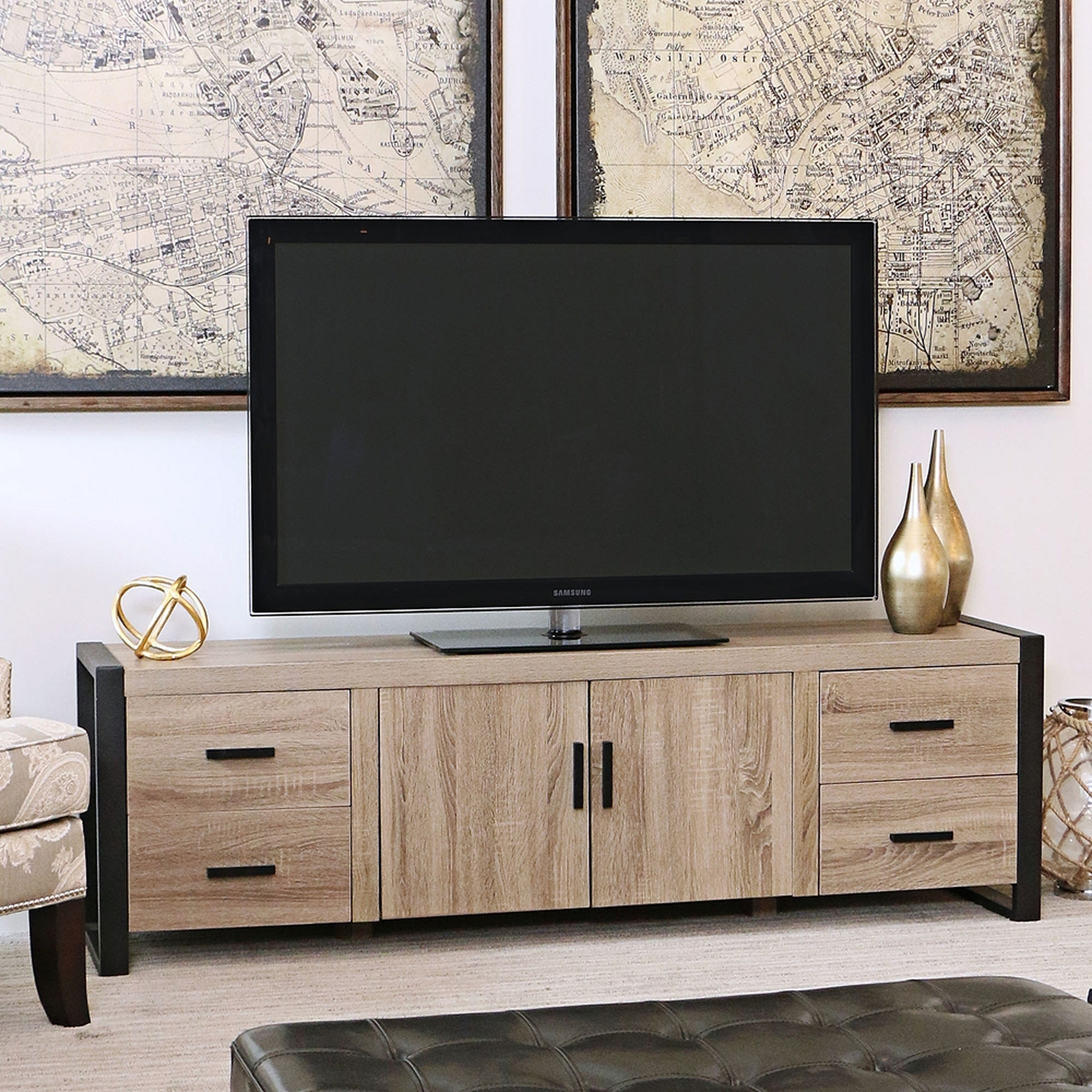 Urban Blend Driftwood 4-Drawer TV Stand Console - Style # 1W401 - Lamps Plus