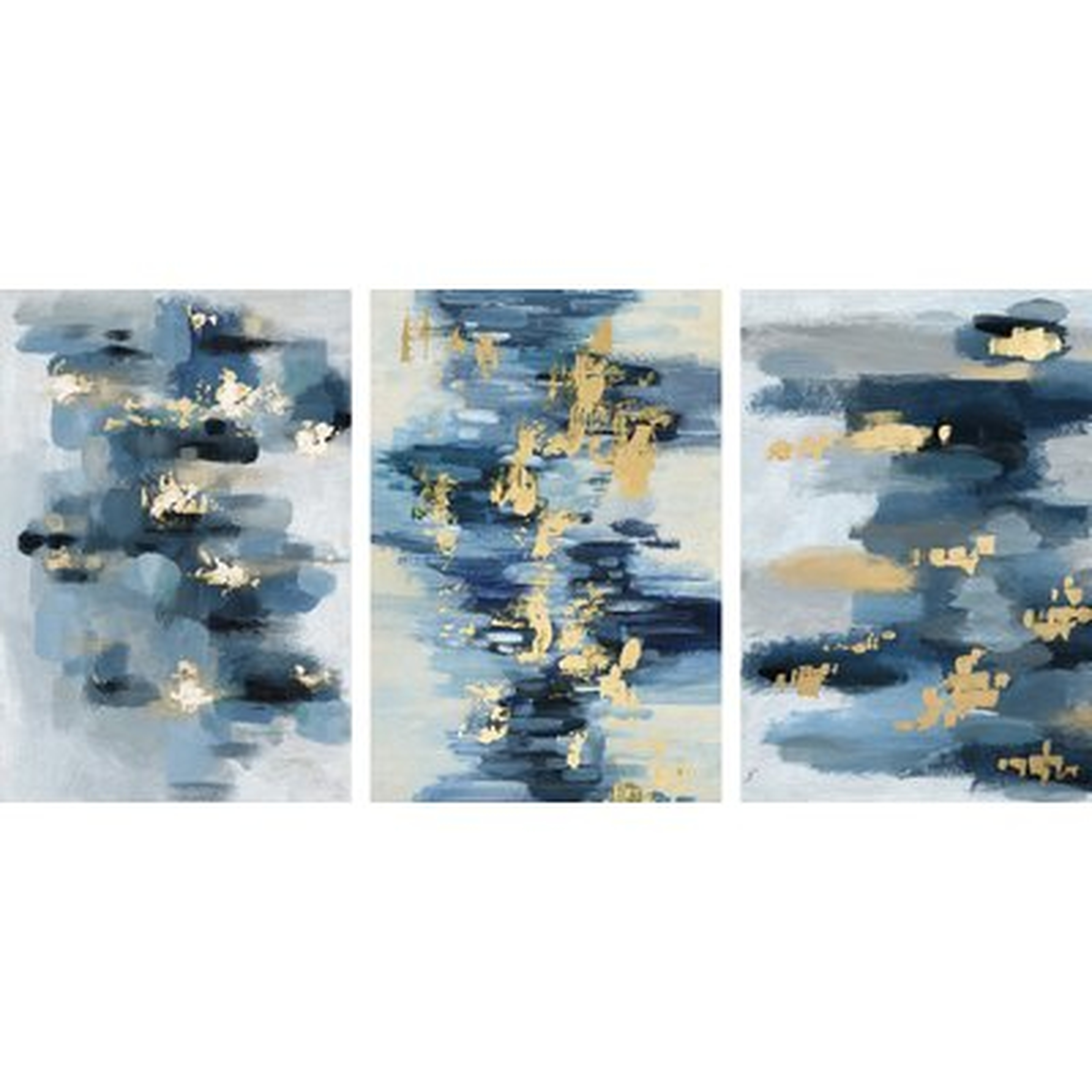 'Gold Water Reflection' Triptych - Wayfair