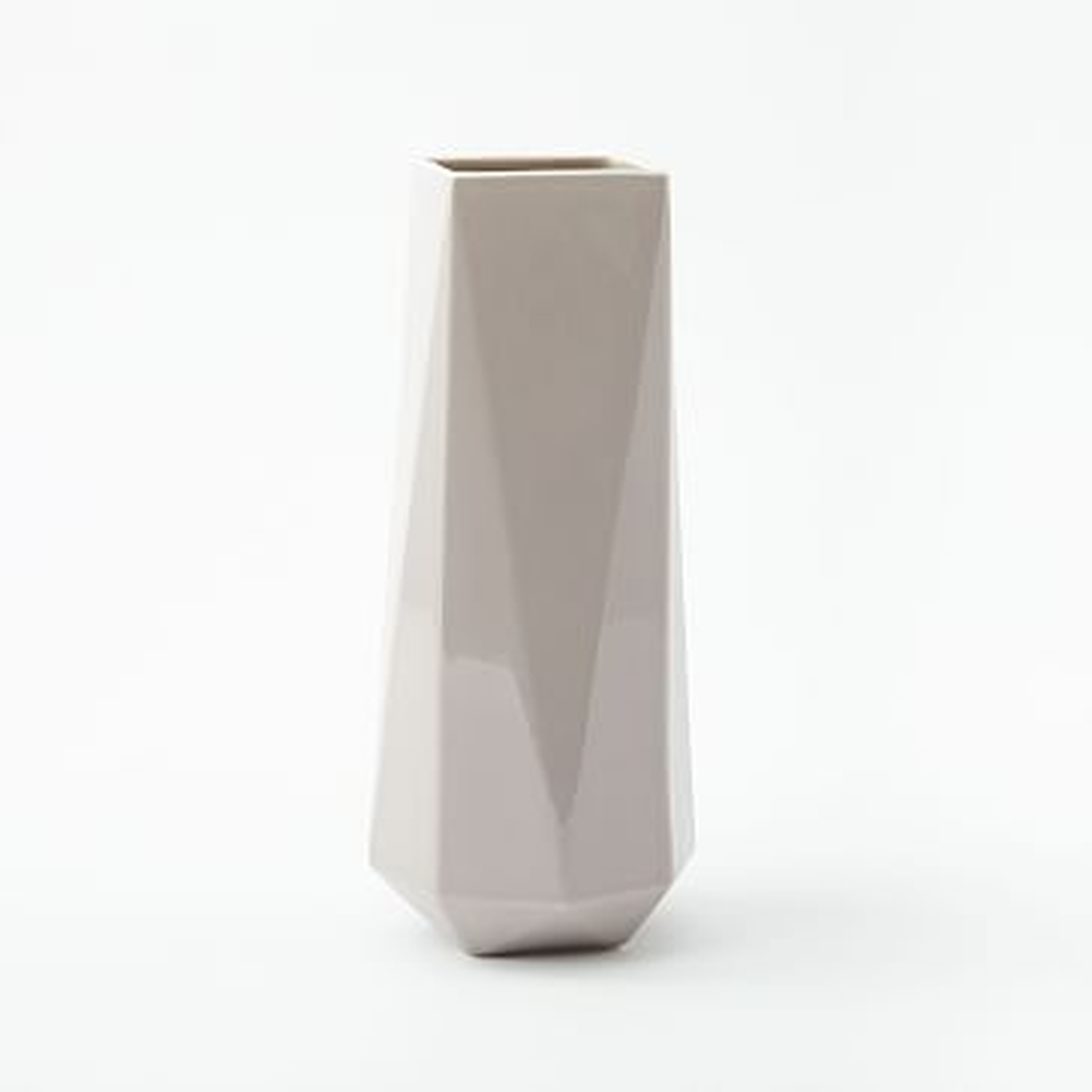 Faceted Porcelain Vase, 12", Dark Grey - West Elm