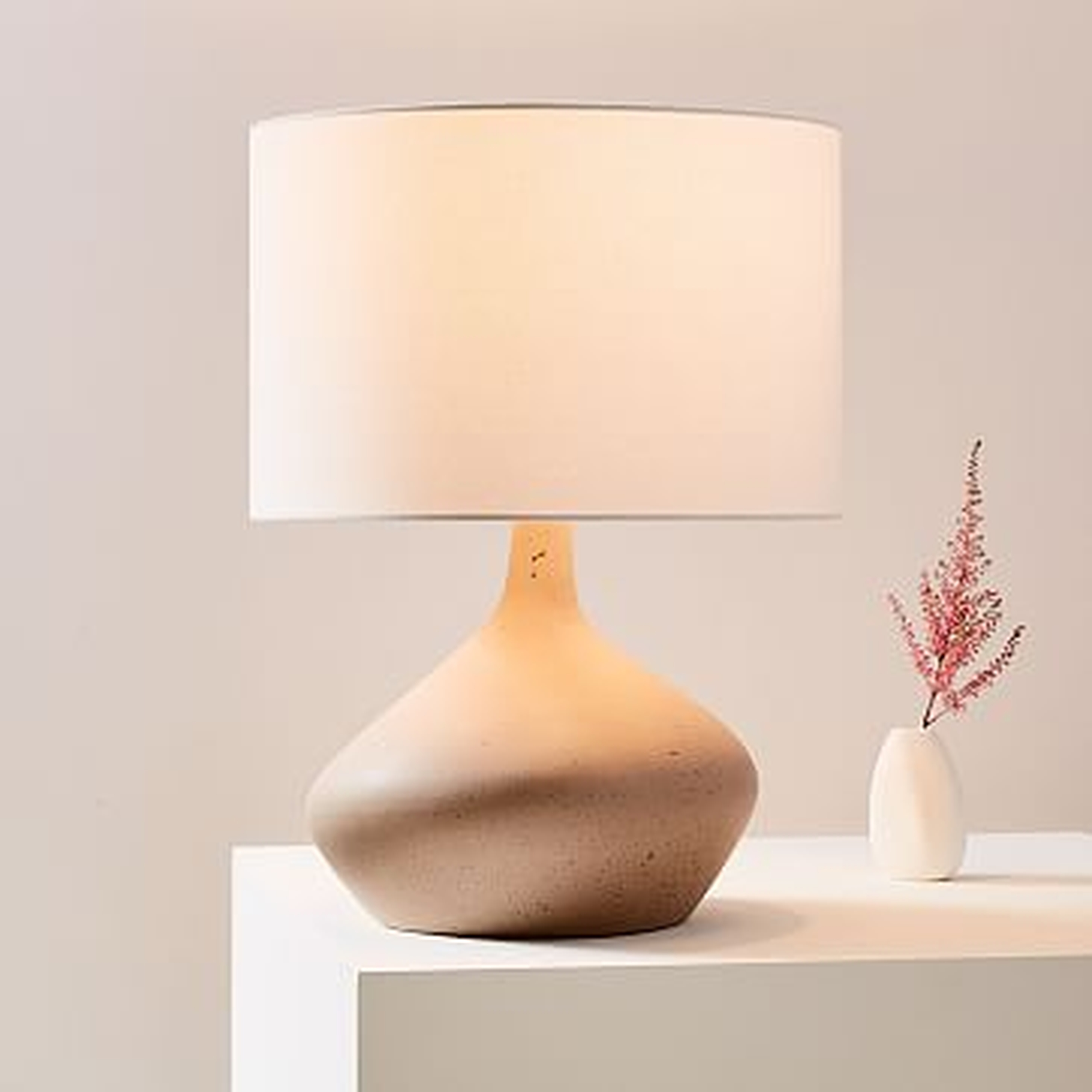 Asymmetry Ceramic Table Lamp, Small, Speckled Stone, Individual - West Elm