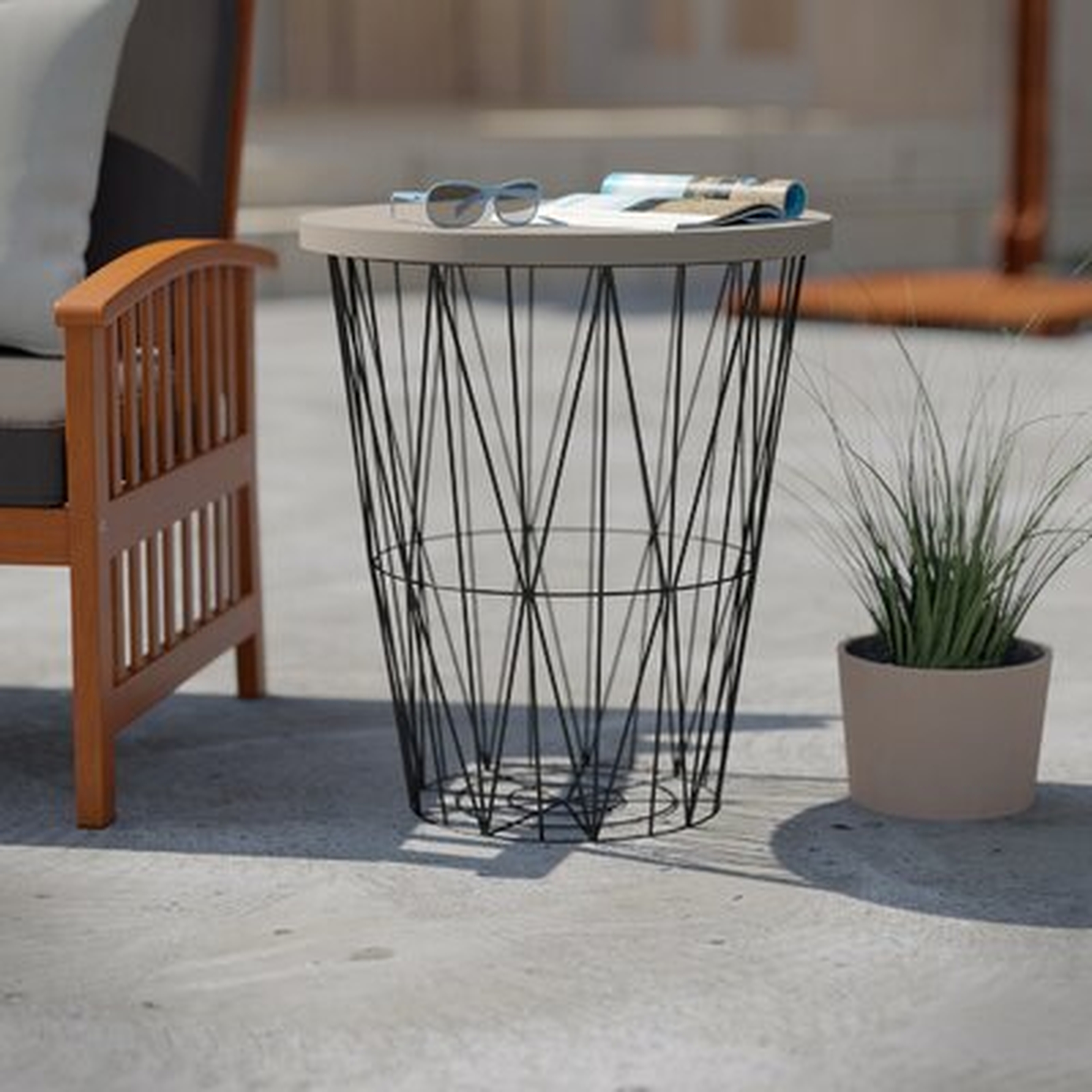 Delma Stone/Concrete Side Table - Wayfair
