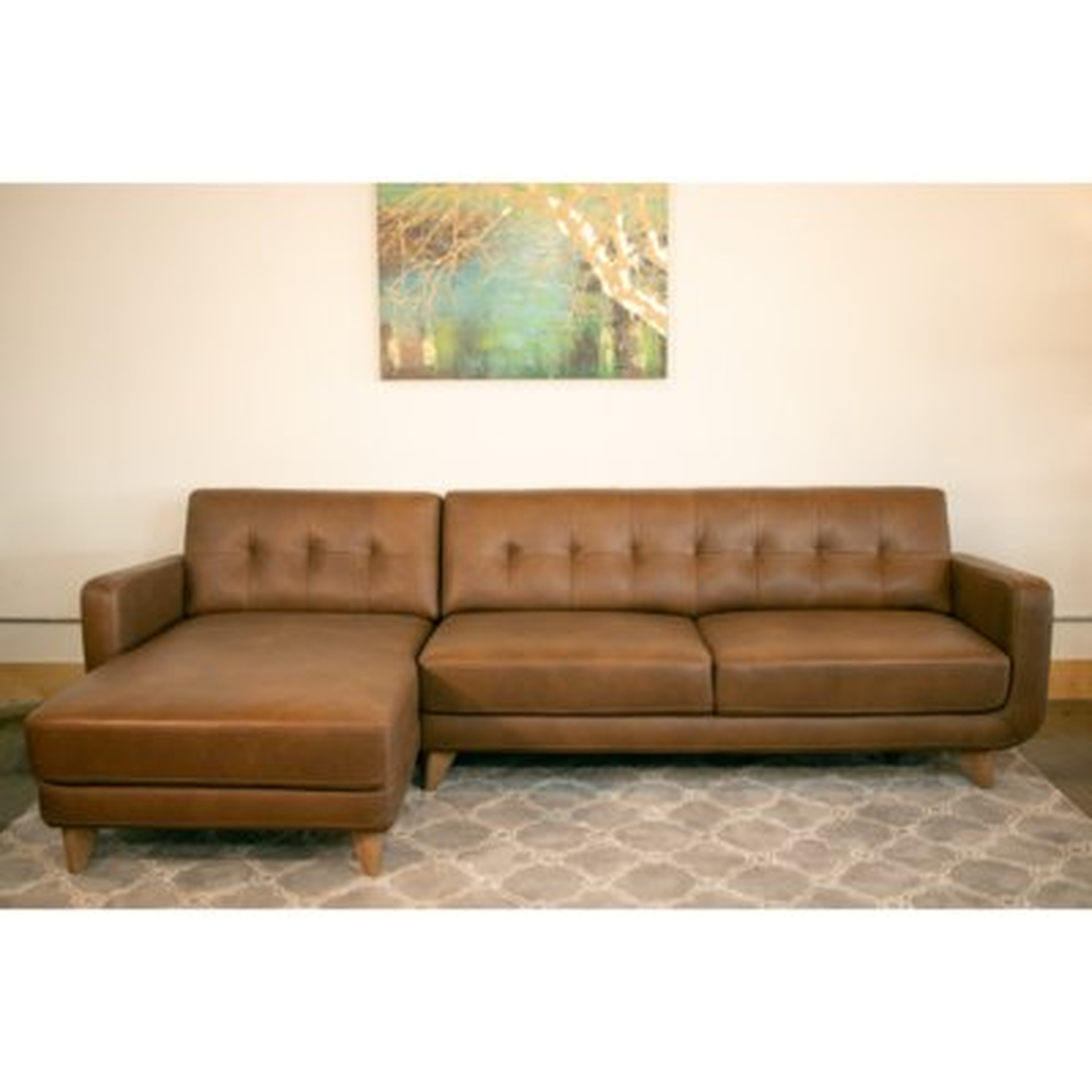 Elva Leather Sectional - Wayfair