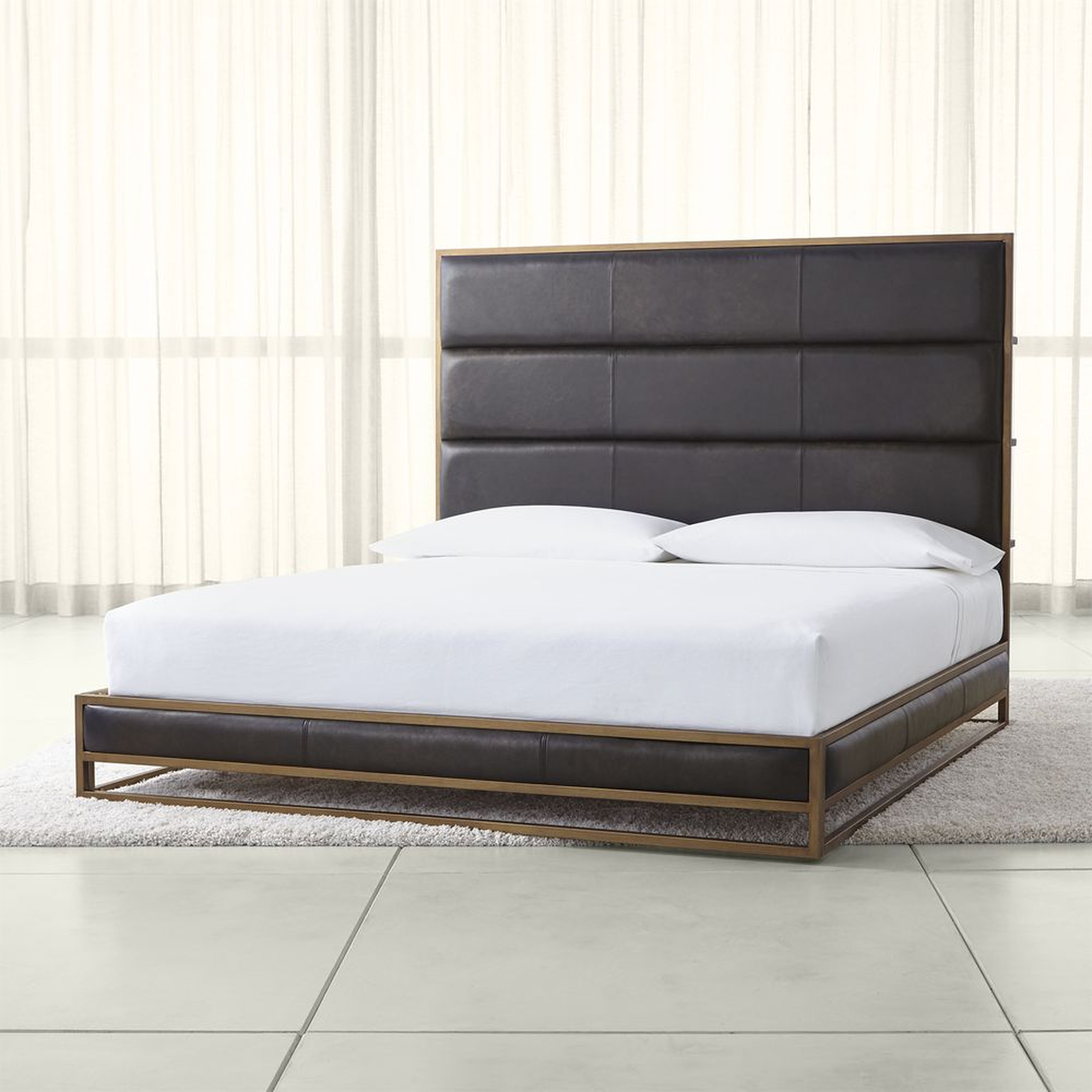 Oxford Leather King Bed - Crate and Barrel