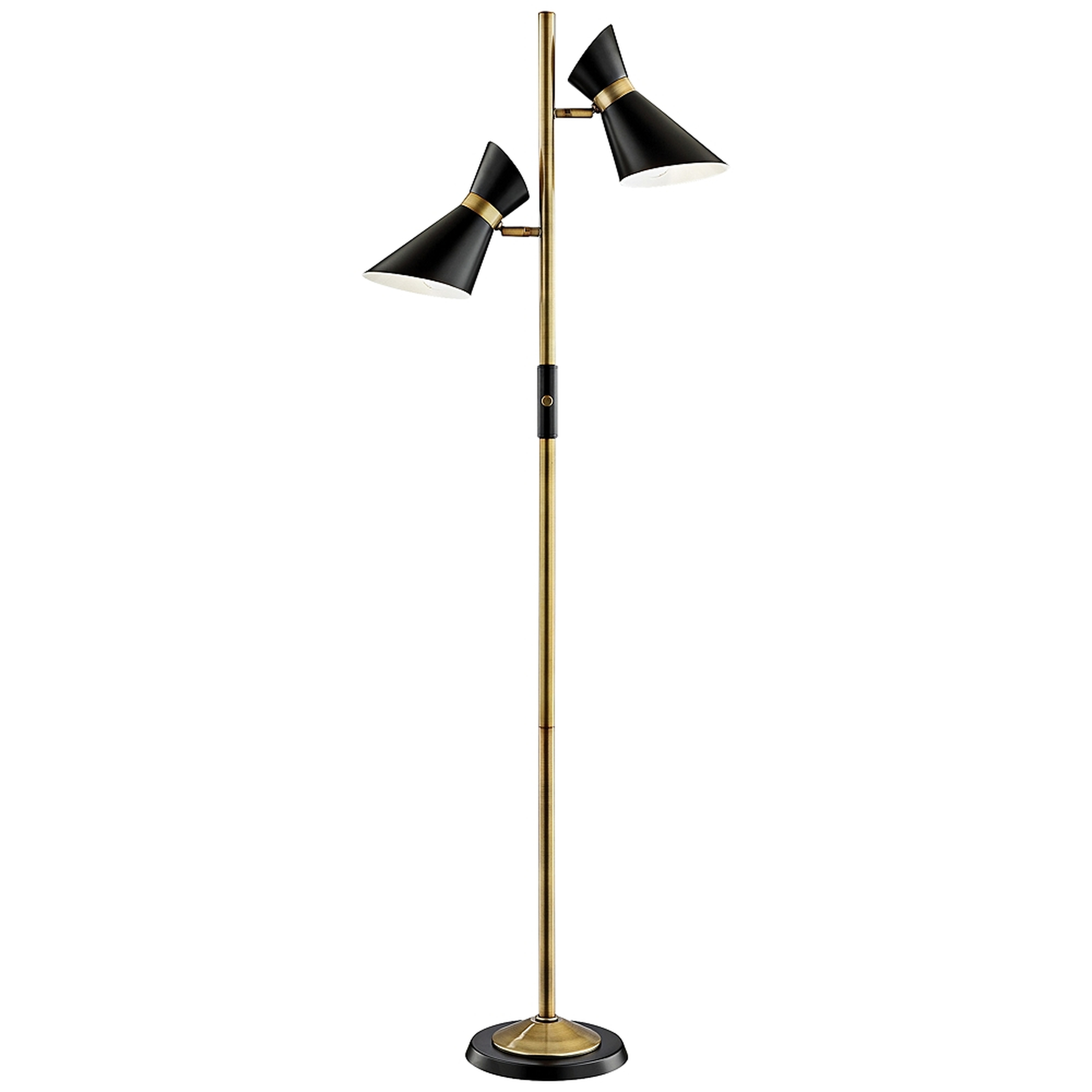 Lite Source Jared Black and Antique Brass 2-Light Floor Lamp - Lamps Plus