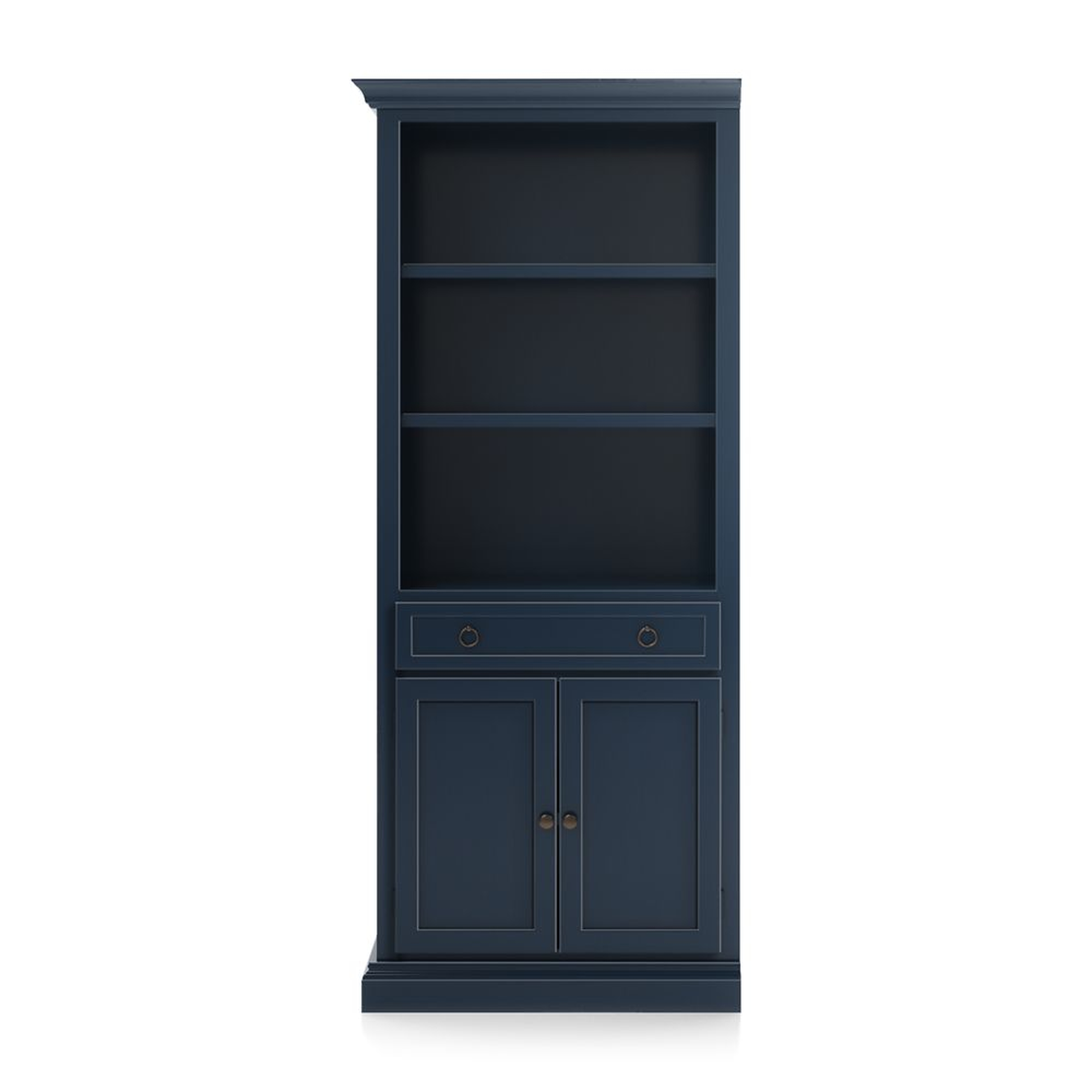 Cameo Indigo Storage Bookcase with Left Crown - Crate and Barrel