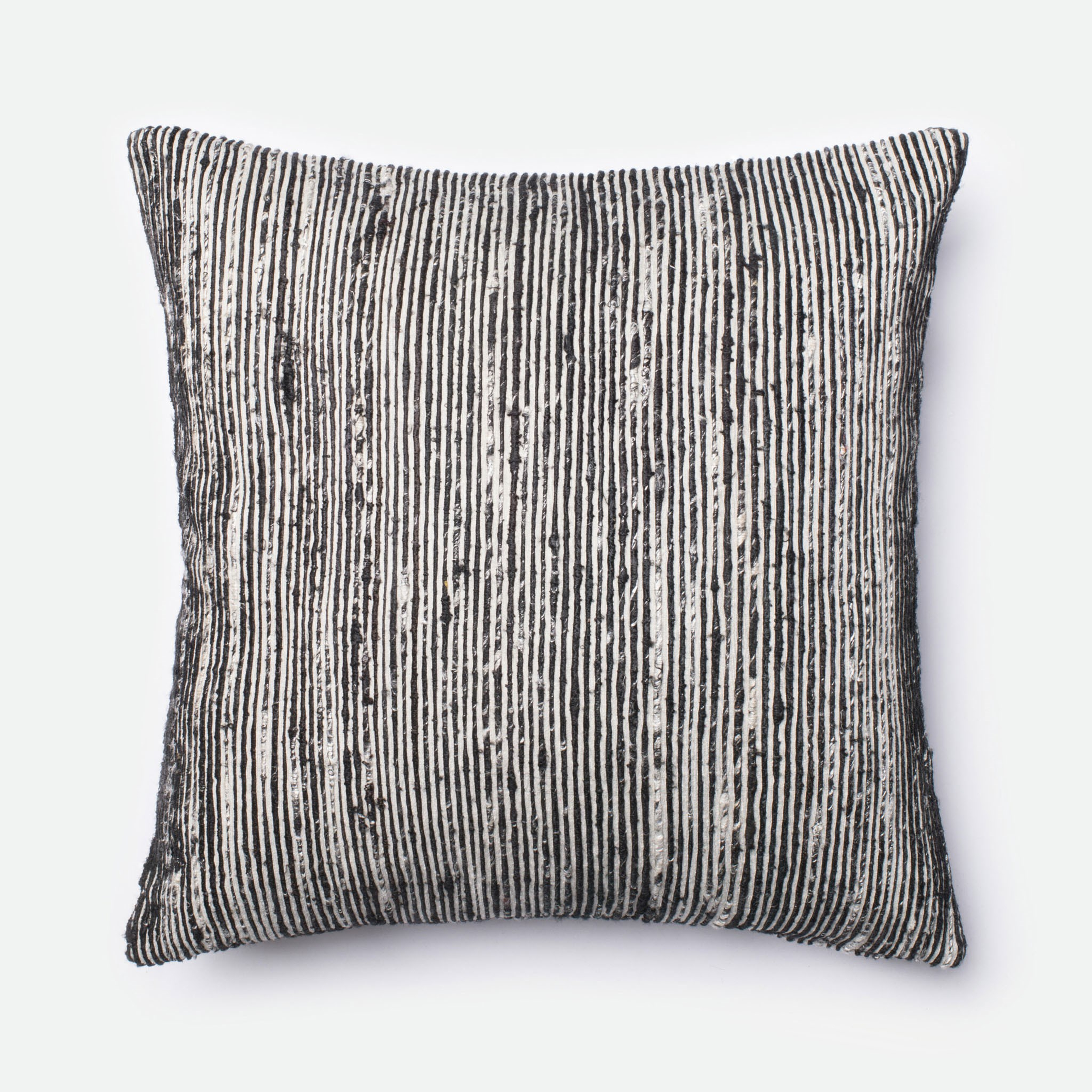 Sari Silk Throw Pillow, Black & White, 22" x 22" - Loma Threads