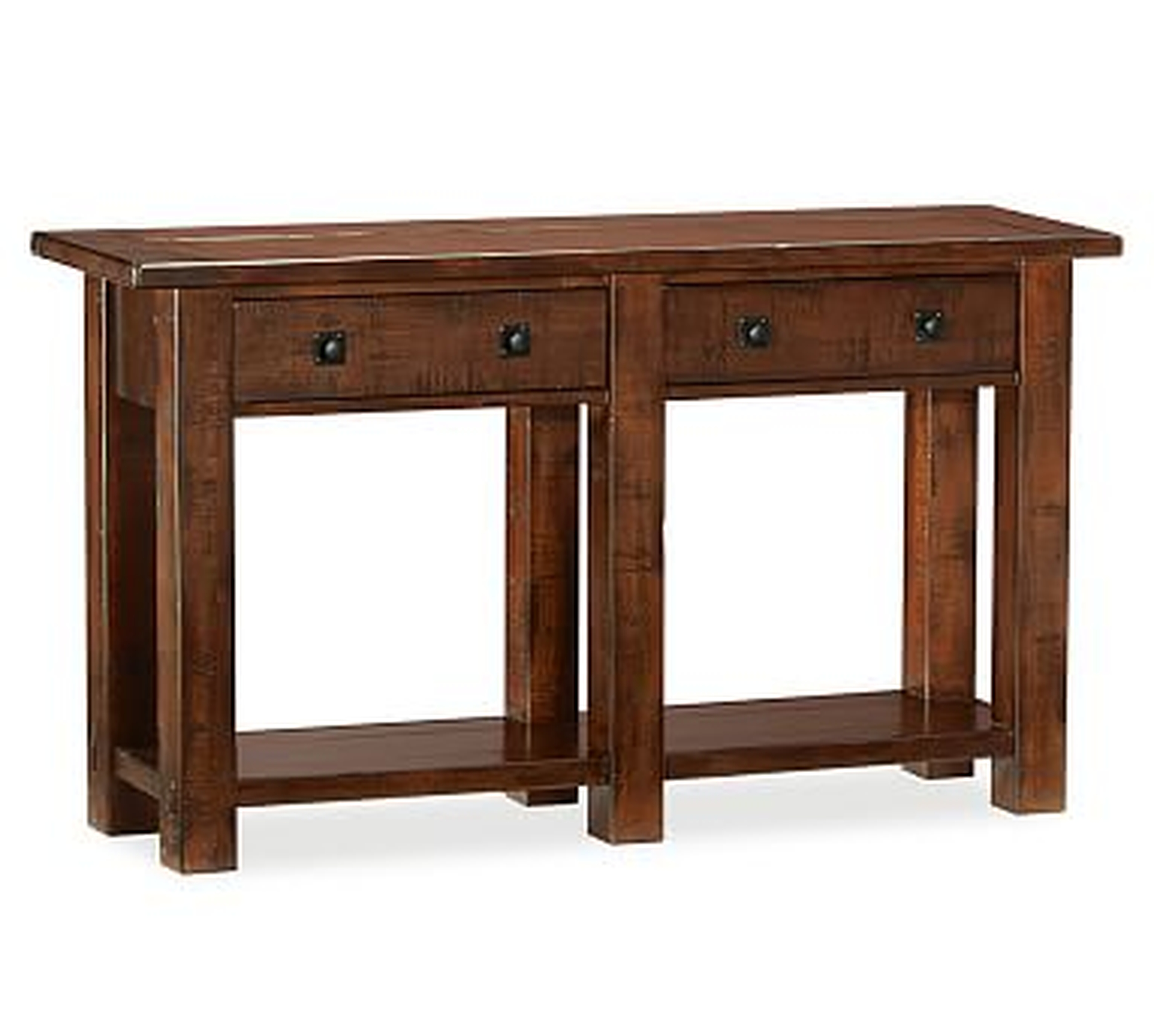 Benchwright 54" Wood Console Table with Drawers, Rustic Mahogany - Pottery Barn