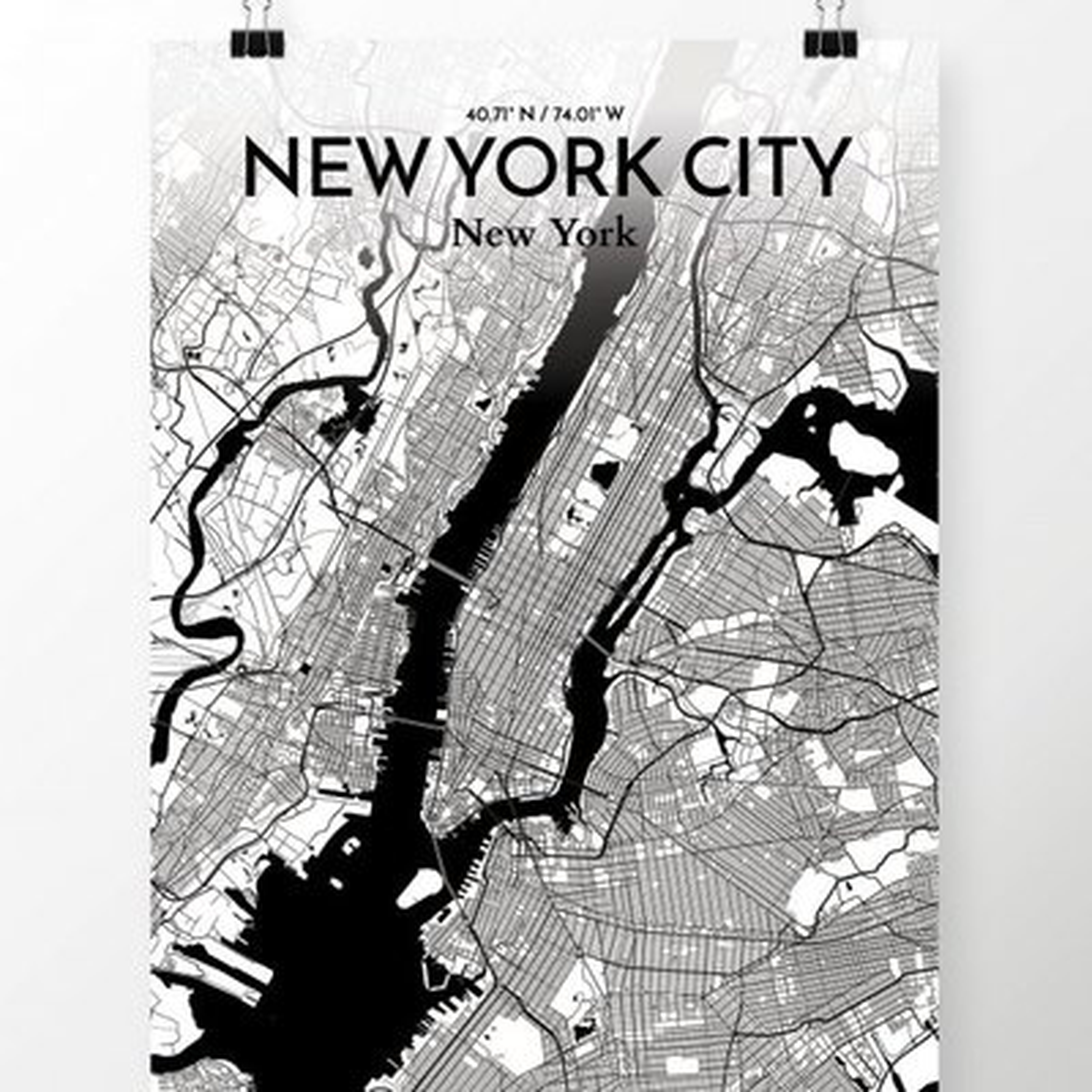 'New York City Map' Graphic Art Print Poster in Ink - Wayfair