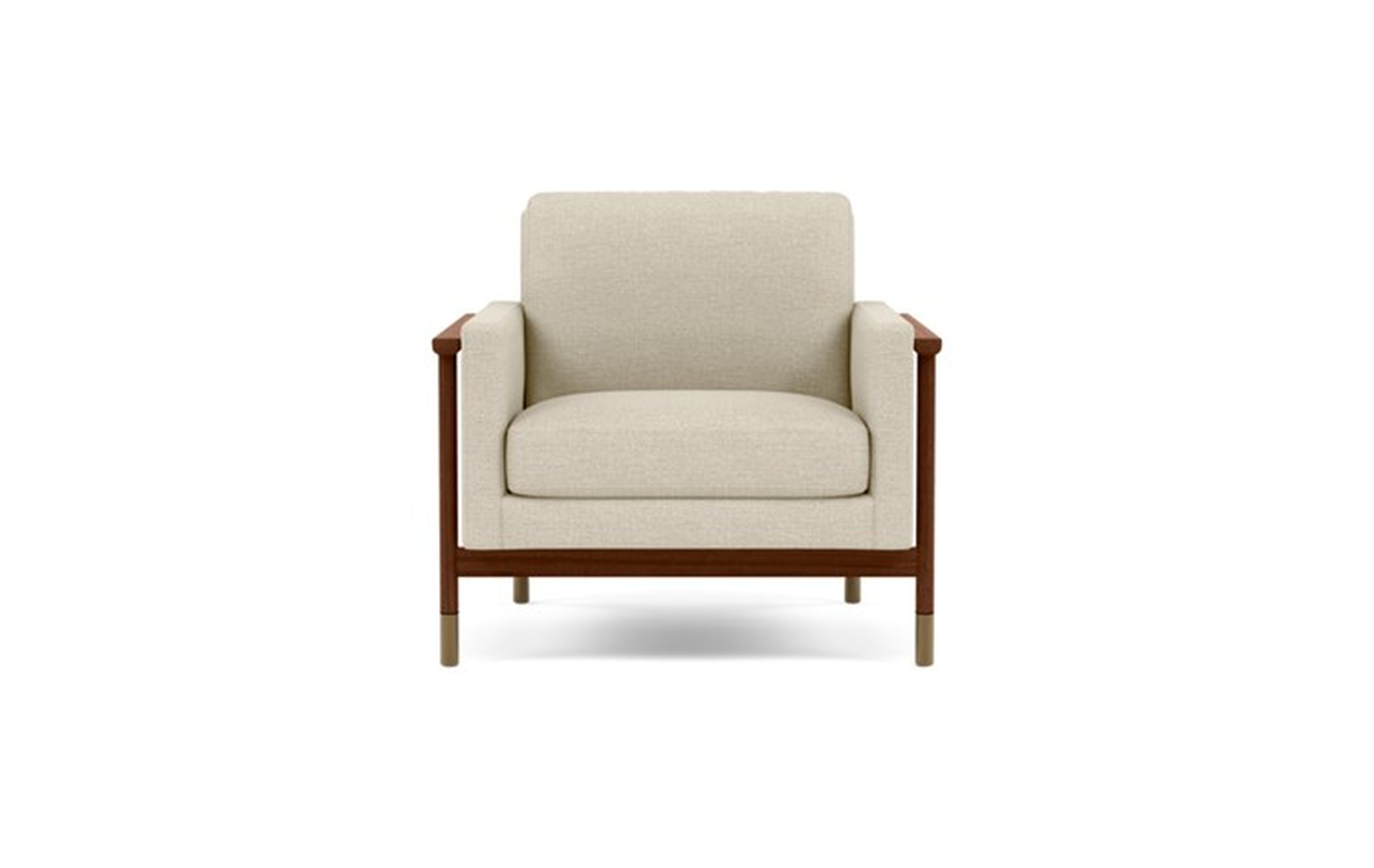 Jason Wu Chair with Beige Linen Fabric and Oiled Walnut with Brass Cap legs - Interior Define