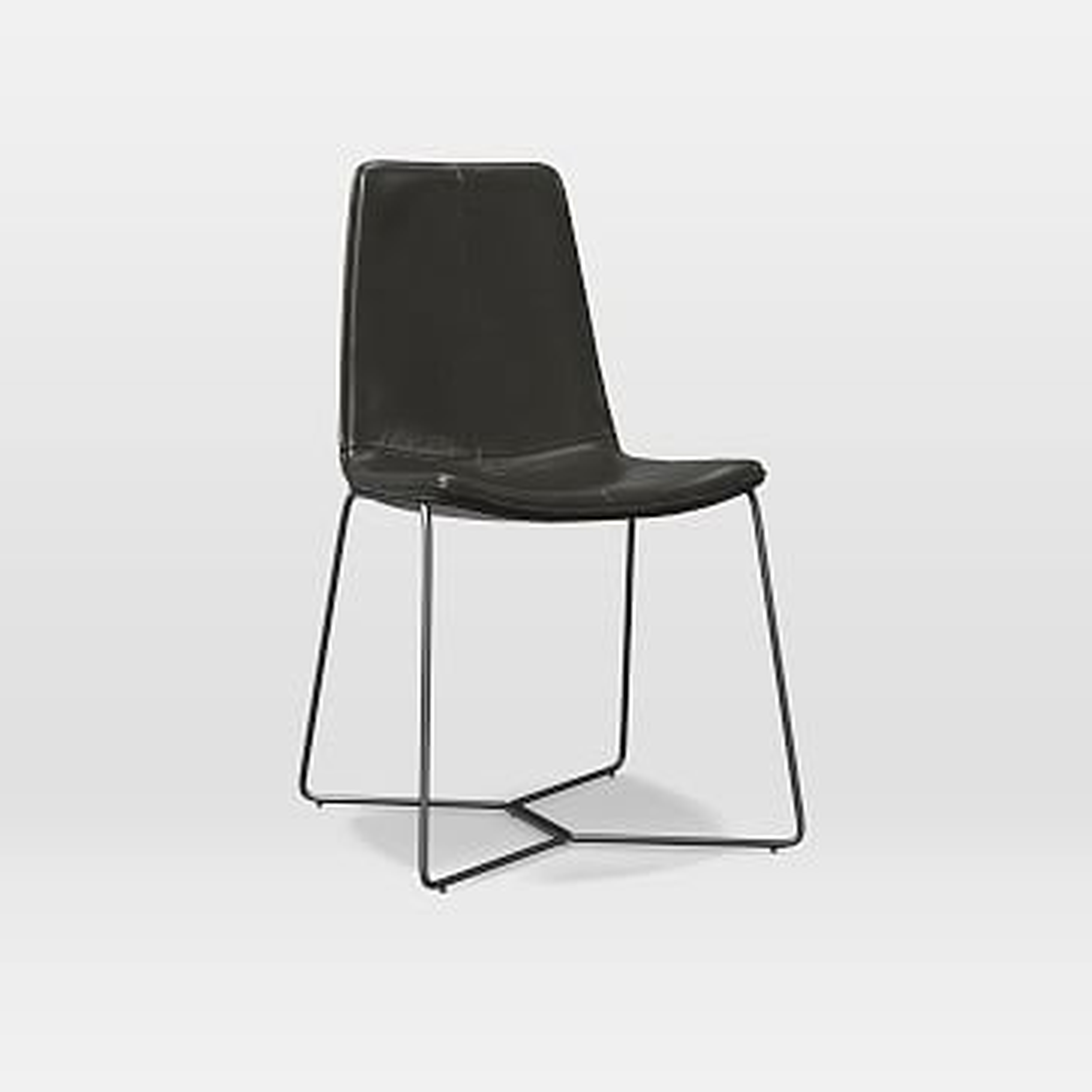 Slope Leather Dining Chair, Parc Leather, Black, Charcoal Leg - West Elm