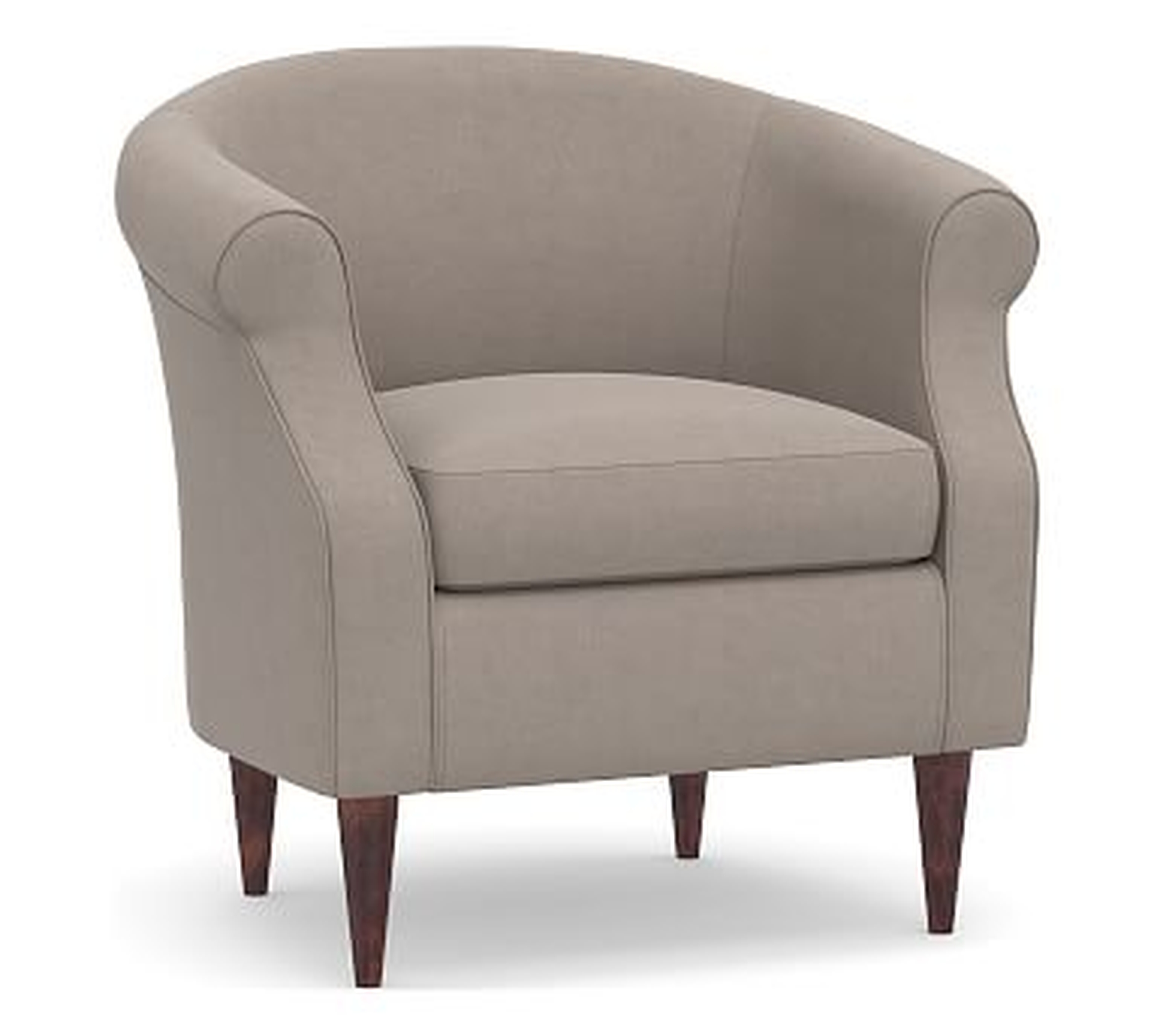 SoMa Lyndon Upholstered Armchair, Polyester Wrapped Cushions, Performance Everydayvelvet(TM) Carbon - Pottery Barn