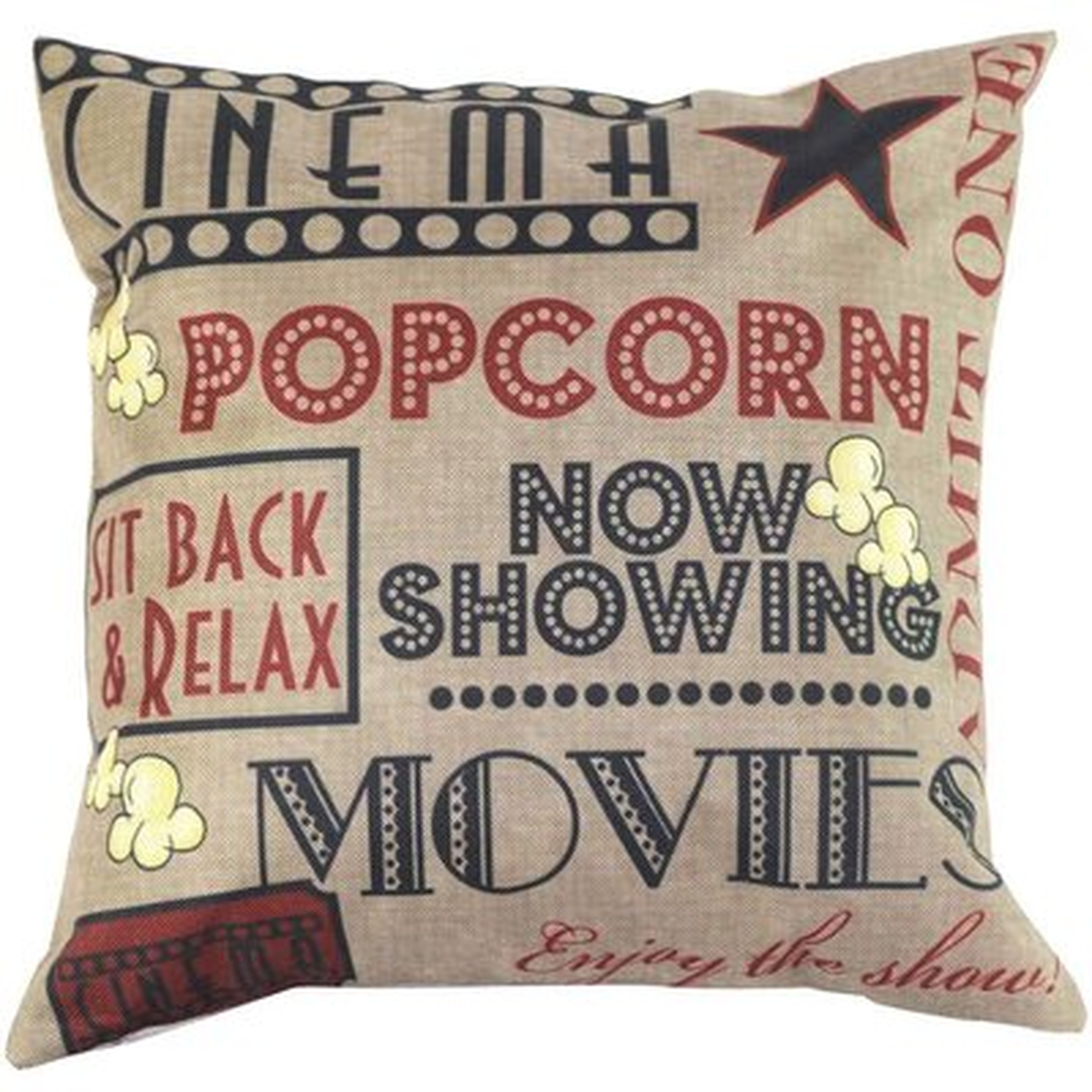 Cromer Movie and Popcorn Cotton Throw Pillow - Wayfair