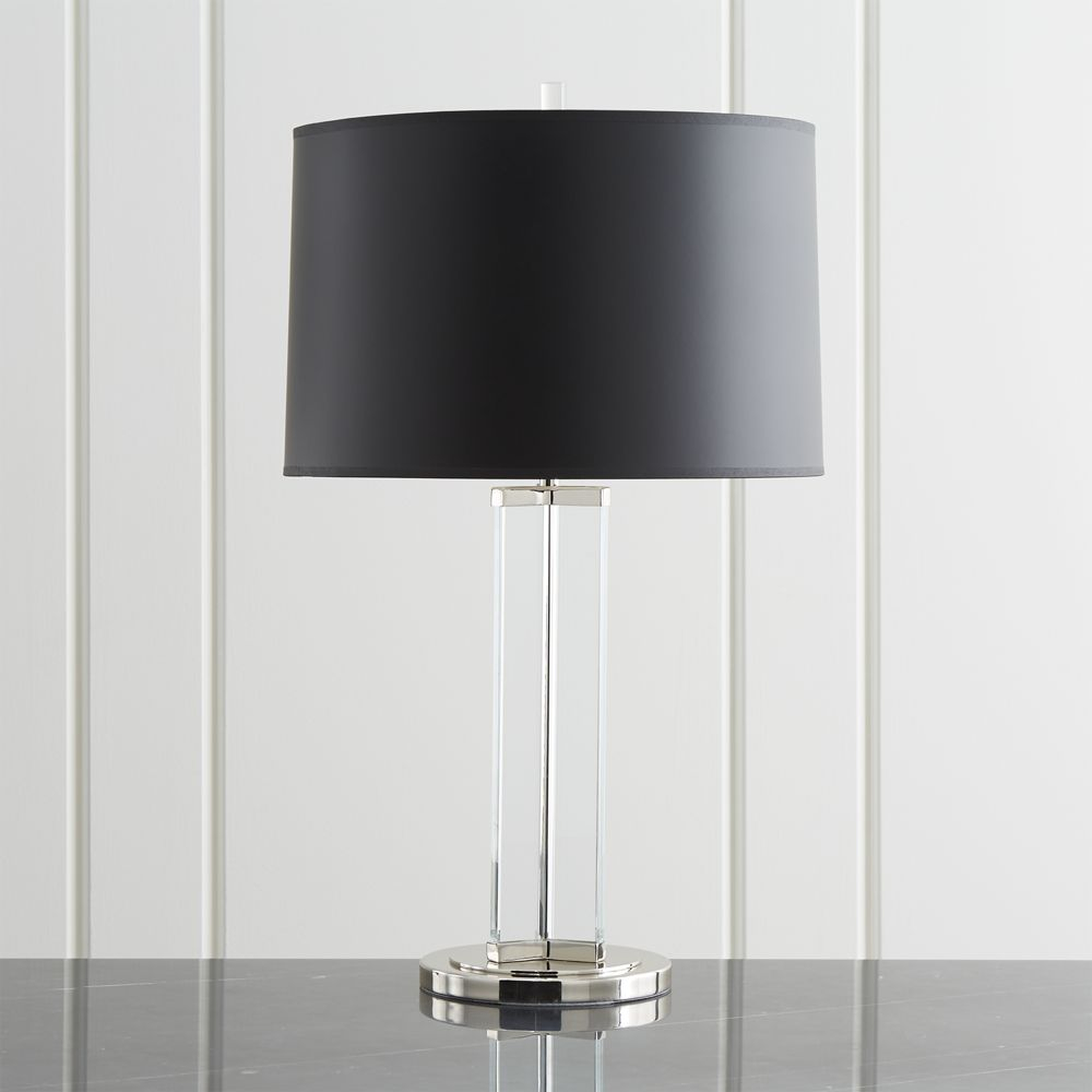 Gleam Crystal/Nickel Black Shade Table Lamp - Crate and Barrel