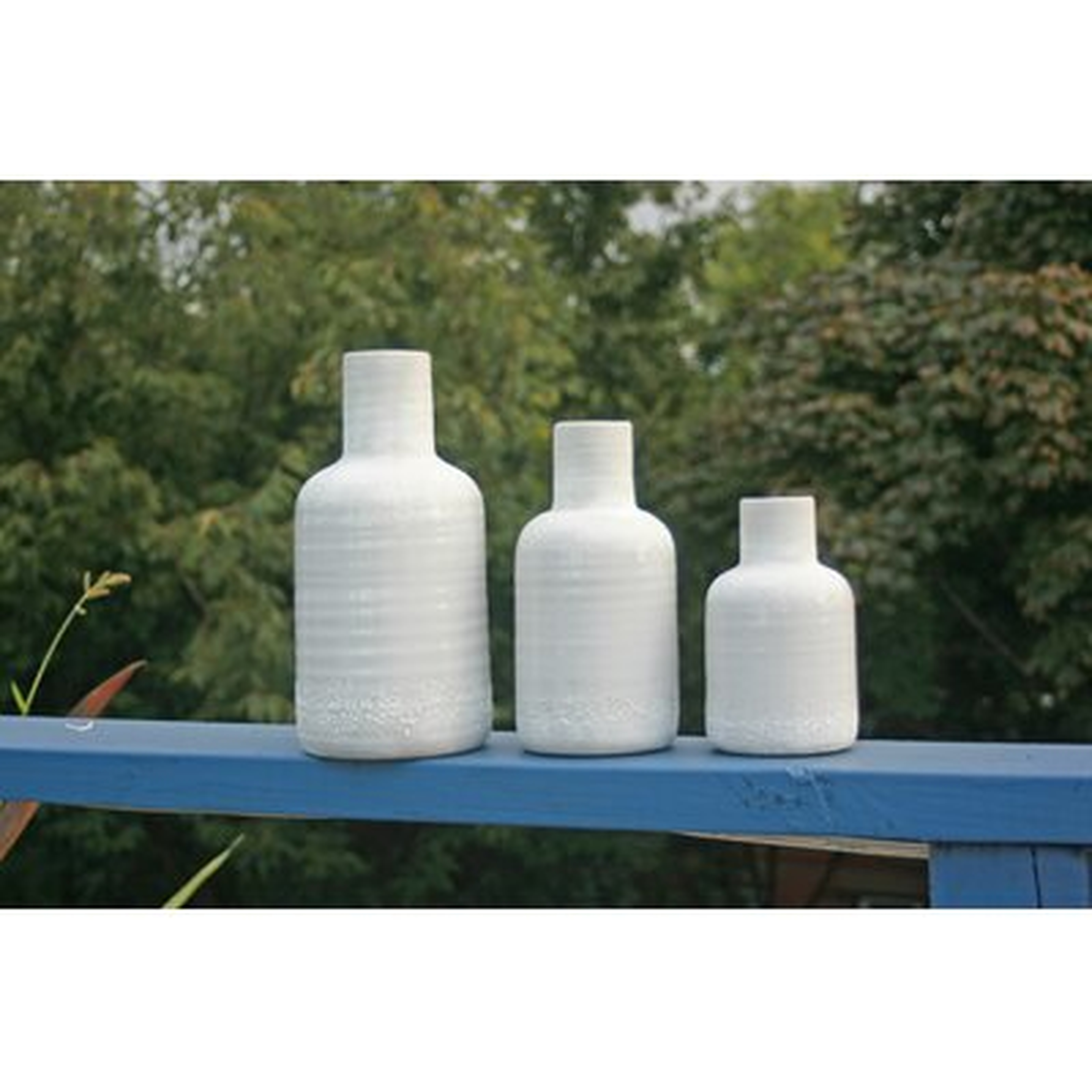 Ratcliffe White Ceramic Vases Set of 3 - Wayfair