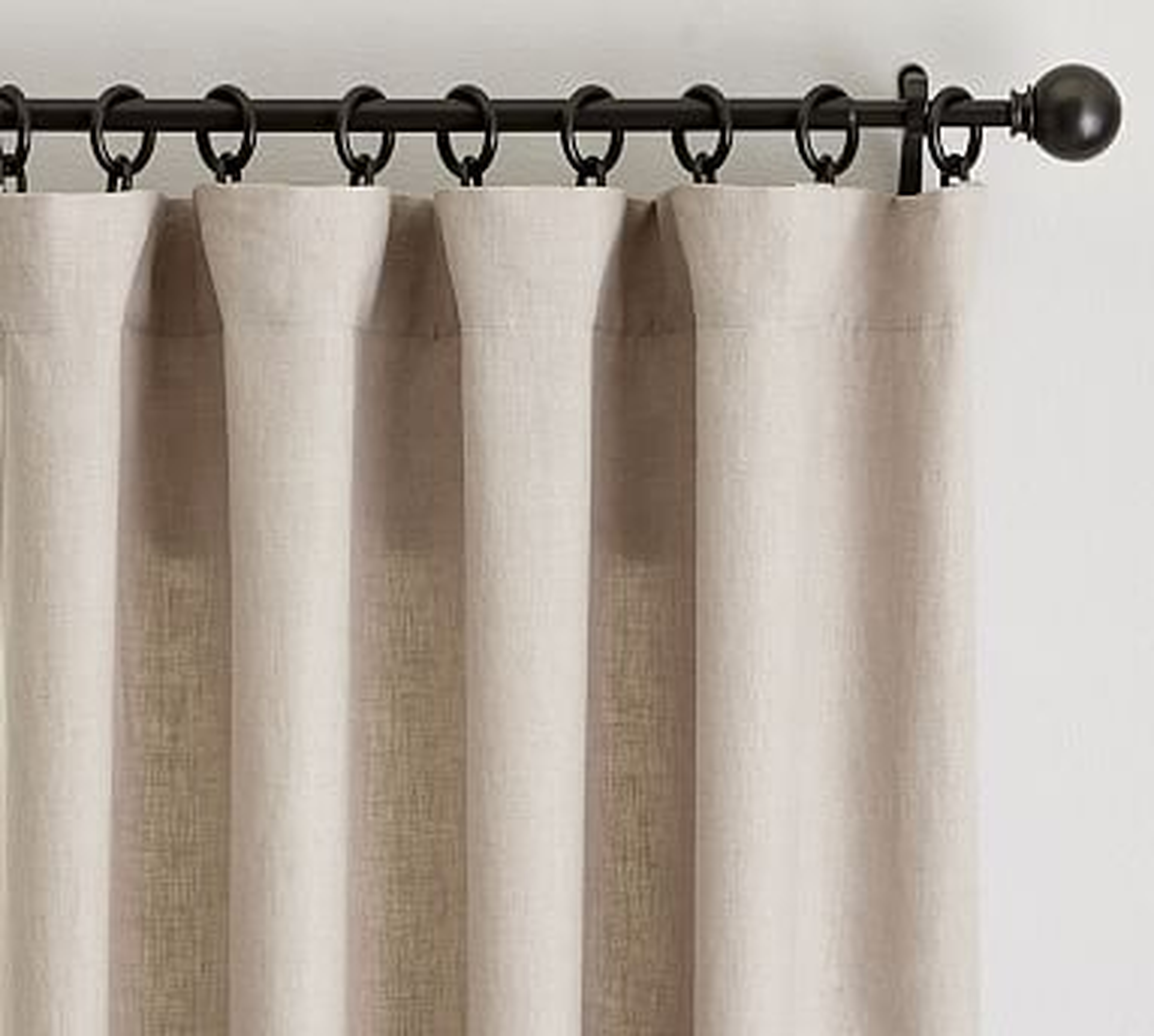 Belgian Flax Linen Curtain, Cotton Lining, 50 x 96", Dark Flax - Pottery Barn