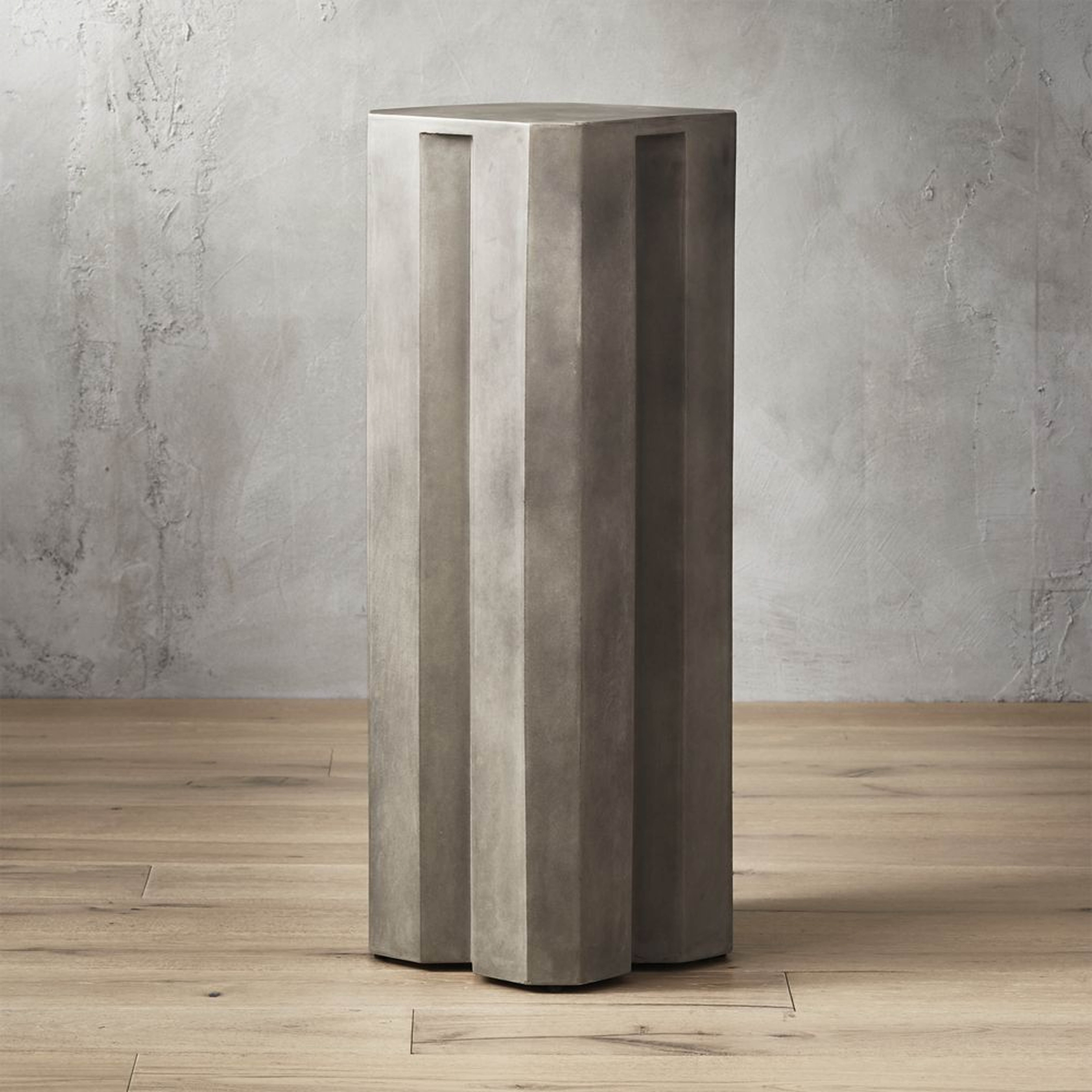 Hex Tall Grey Cement Pedestal Table - CB2