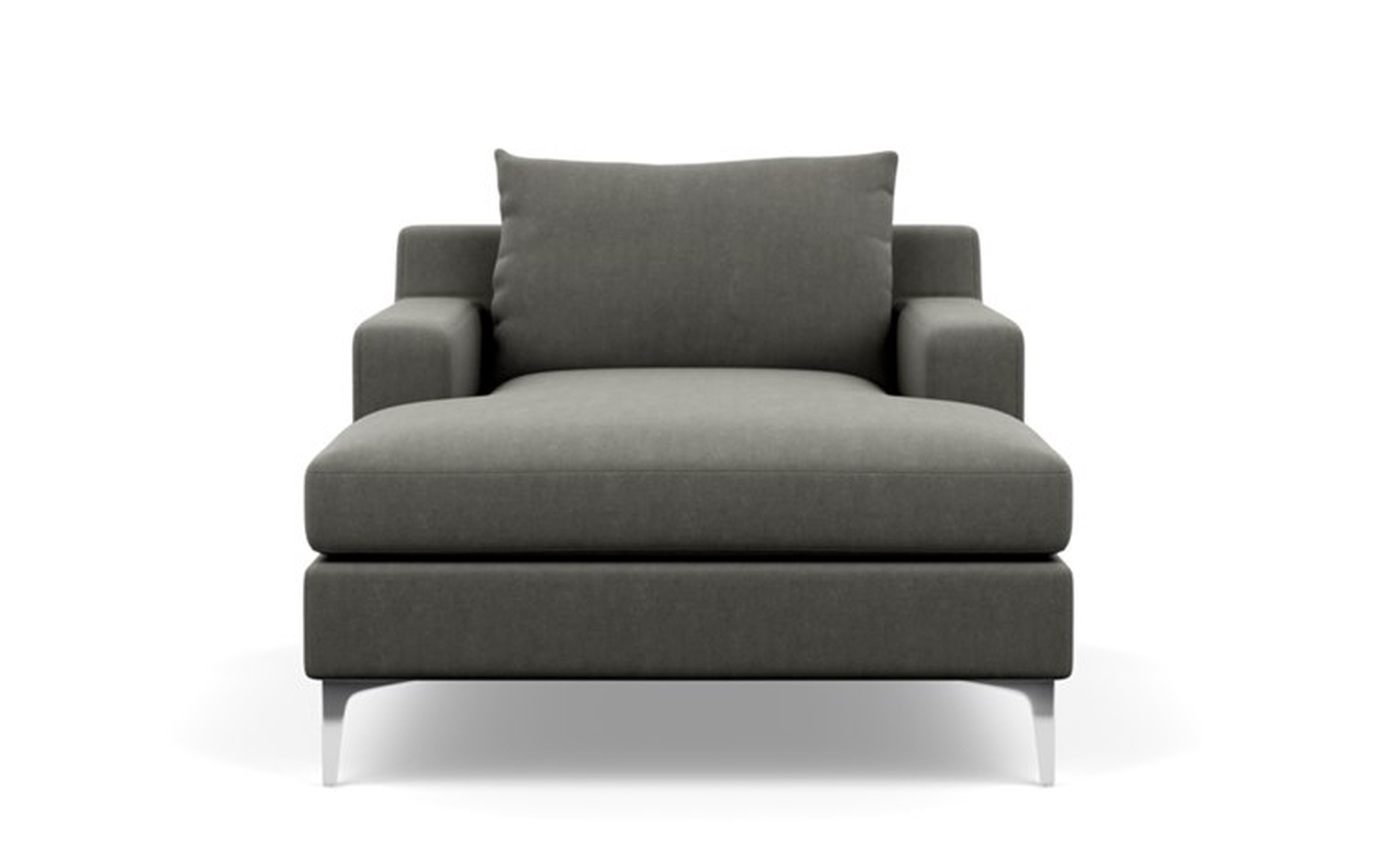 Sloan Chaise Chaise Lounge with Grey Tent Fabric, down alt. cushions, and Chrome Plated legs - Interior Define