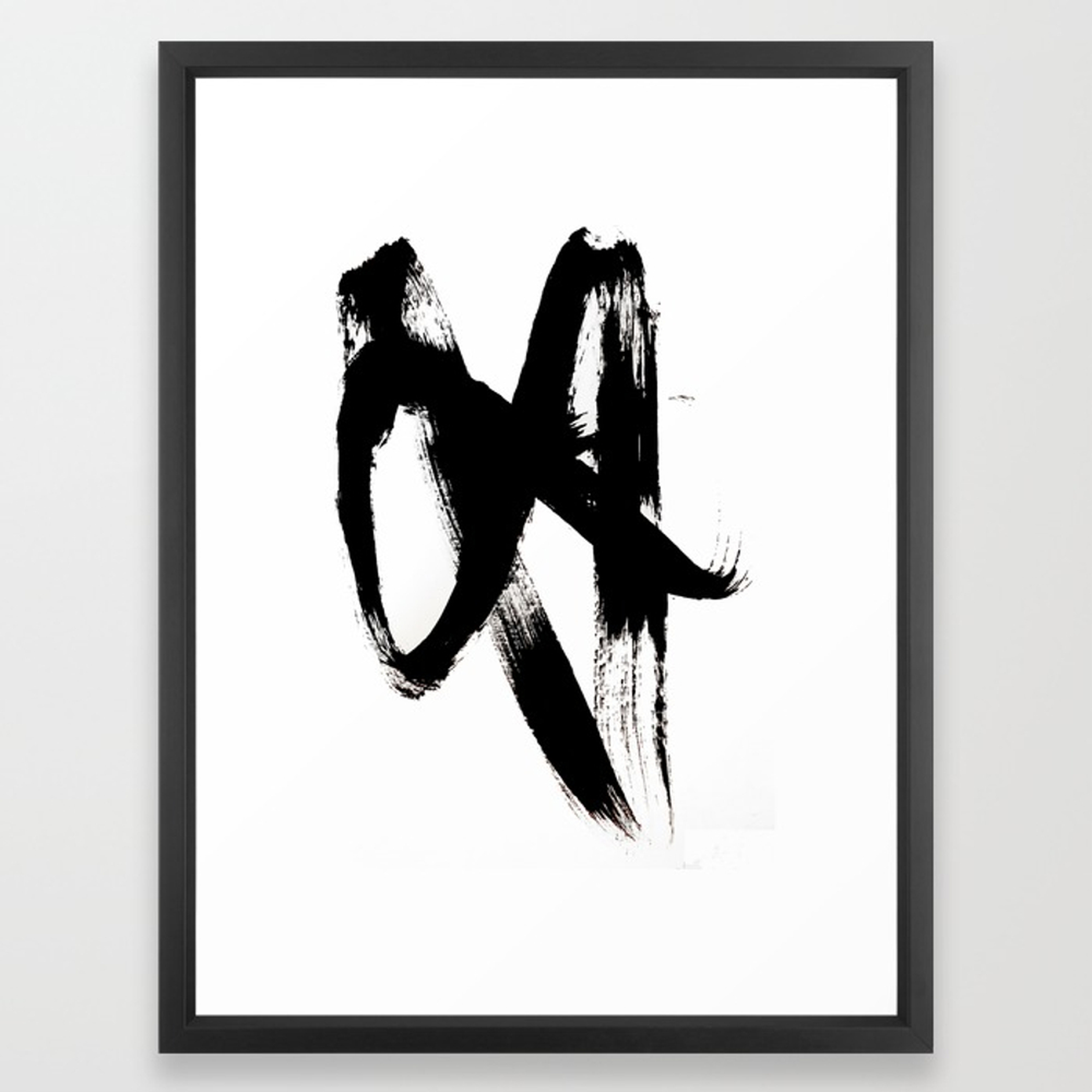 Brushstroke 2 - simple black and white Framed Art Print - Society6