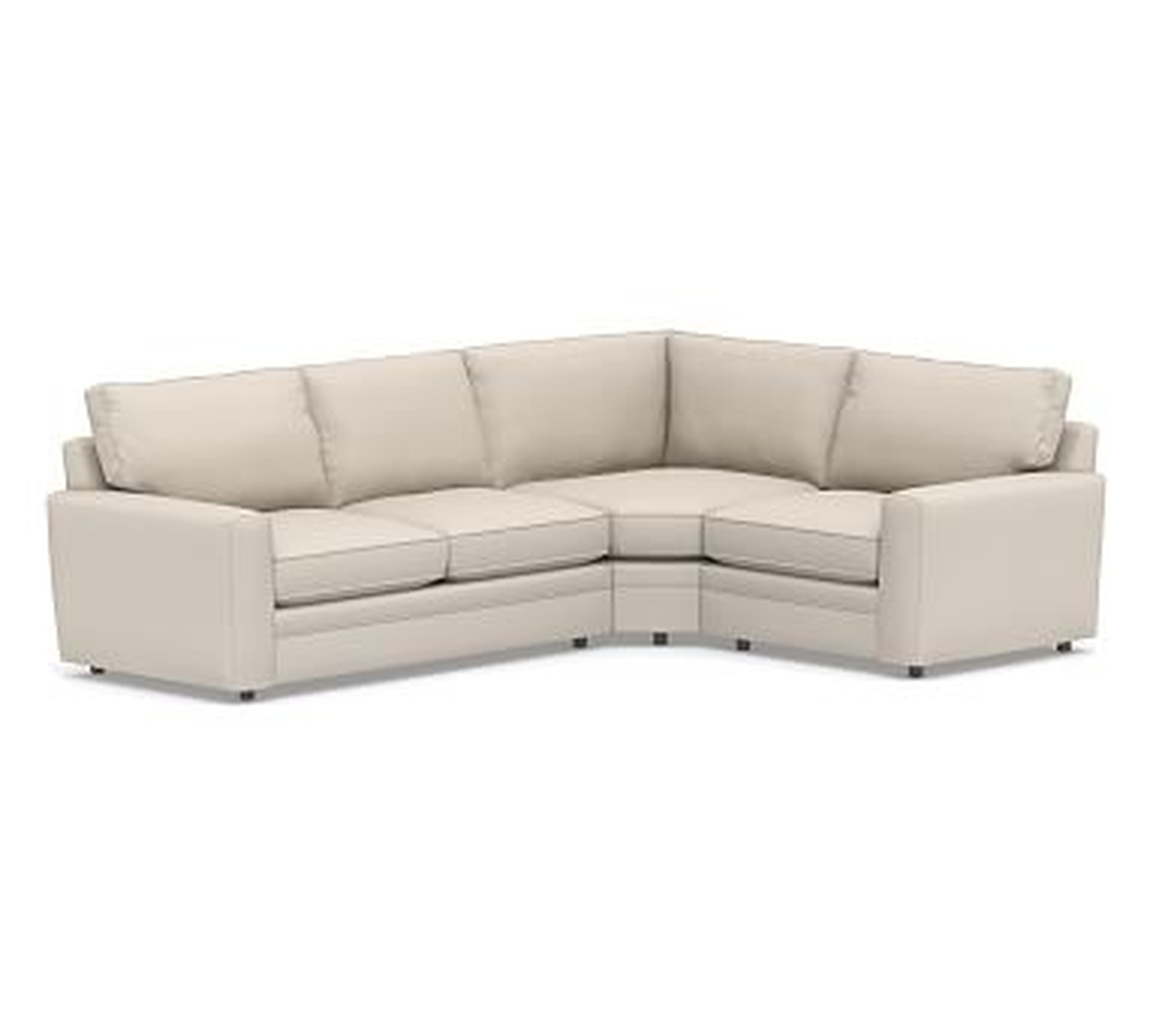 Pearce Square Arm Upholstered Left 3-Piece Wedge Sectional, Down Blend Wrapped Cushions, Performance Brushed Basketweave Oatmeal - Pottery Barn
