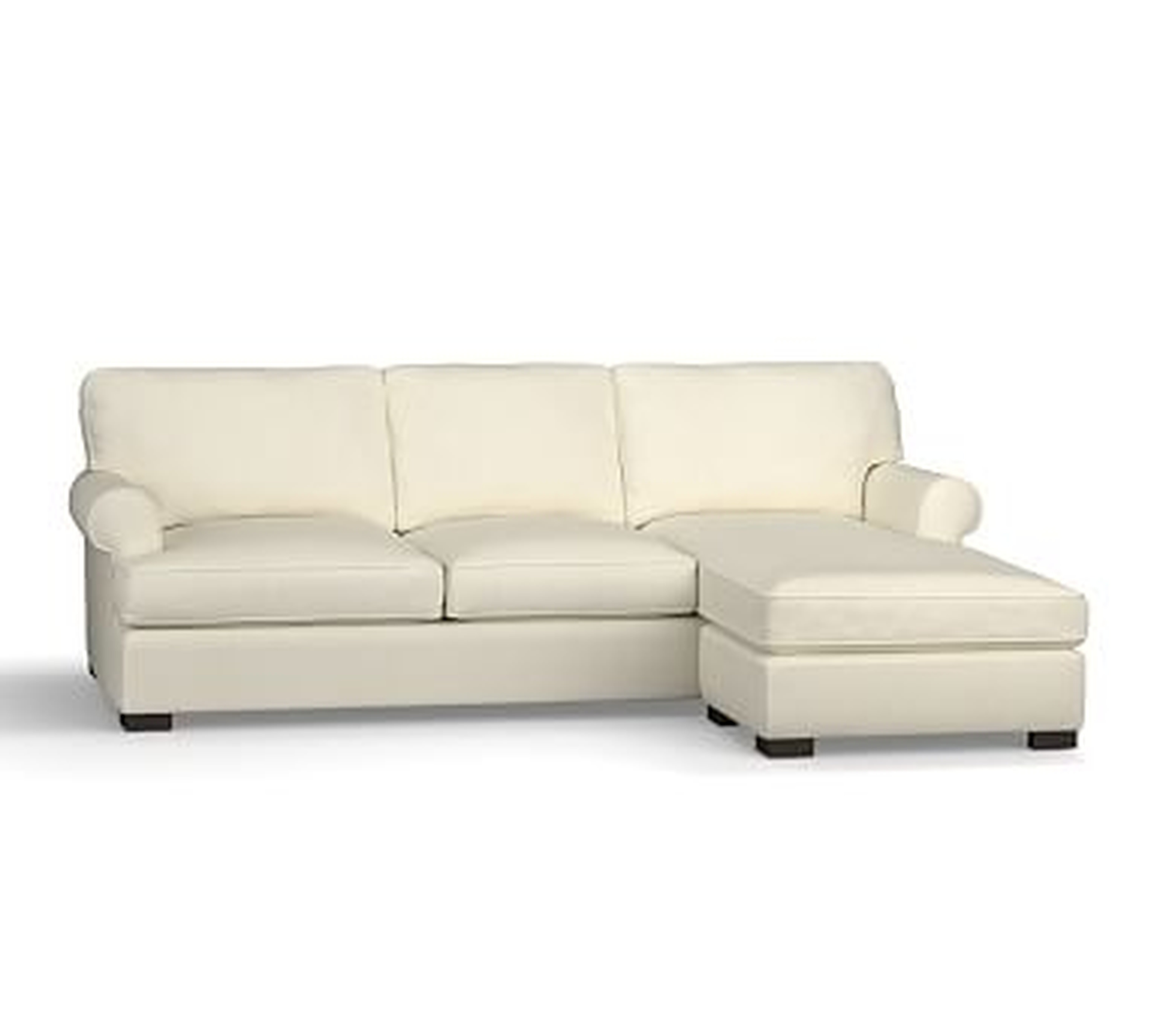 Townsend Roll Arm Upholstered Sofa with Reversible Storage Chaise Sectional, Polyester Wrapped Cushions, Premium Performance Basketweave Ivory - Pottery Barn