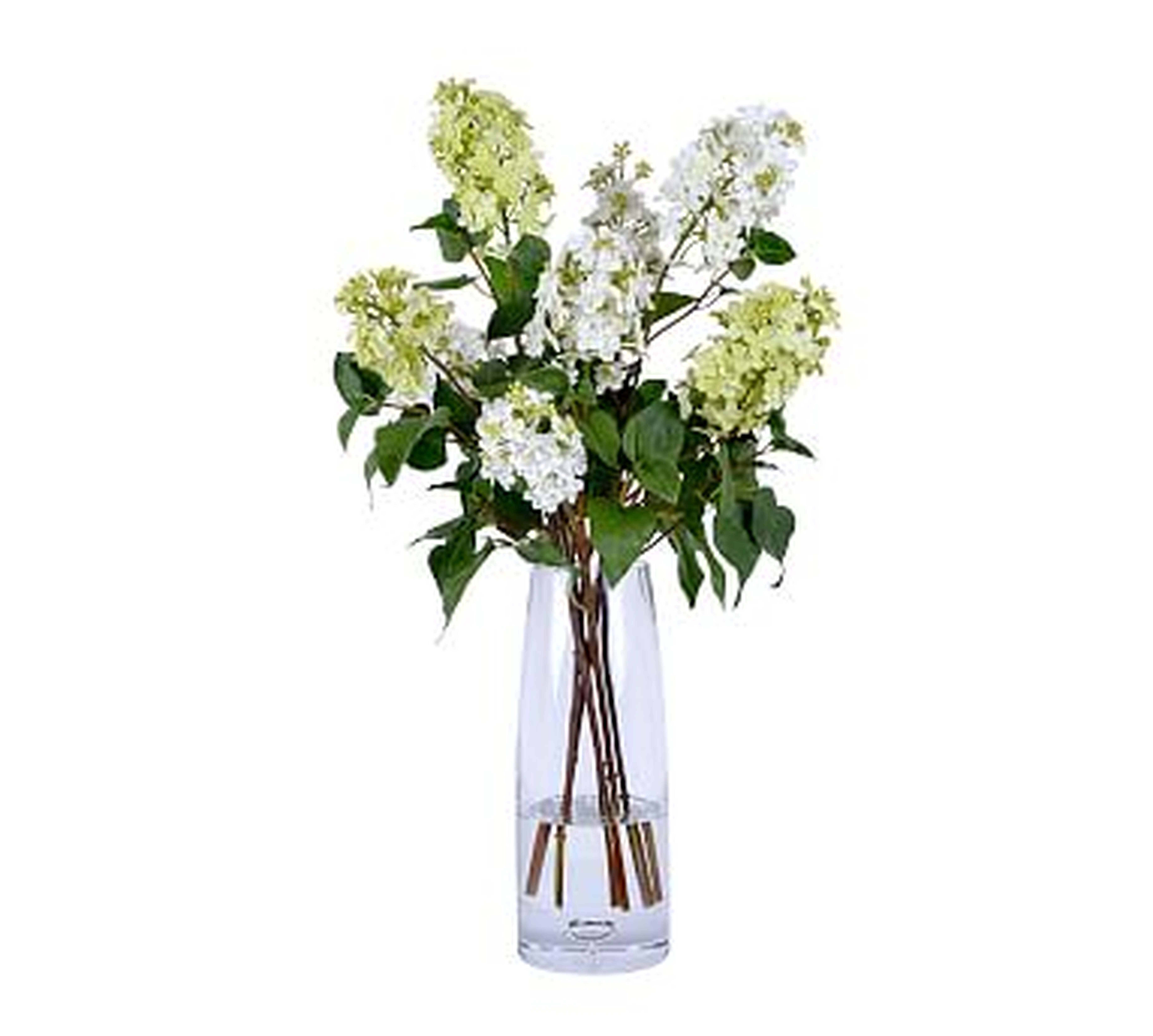 Faux White Lilacs In Tall Glass Vase, 27" - Pottery Barn