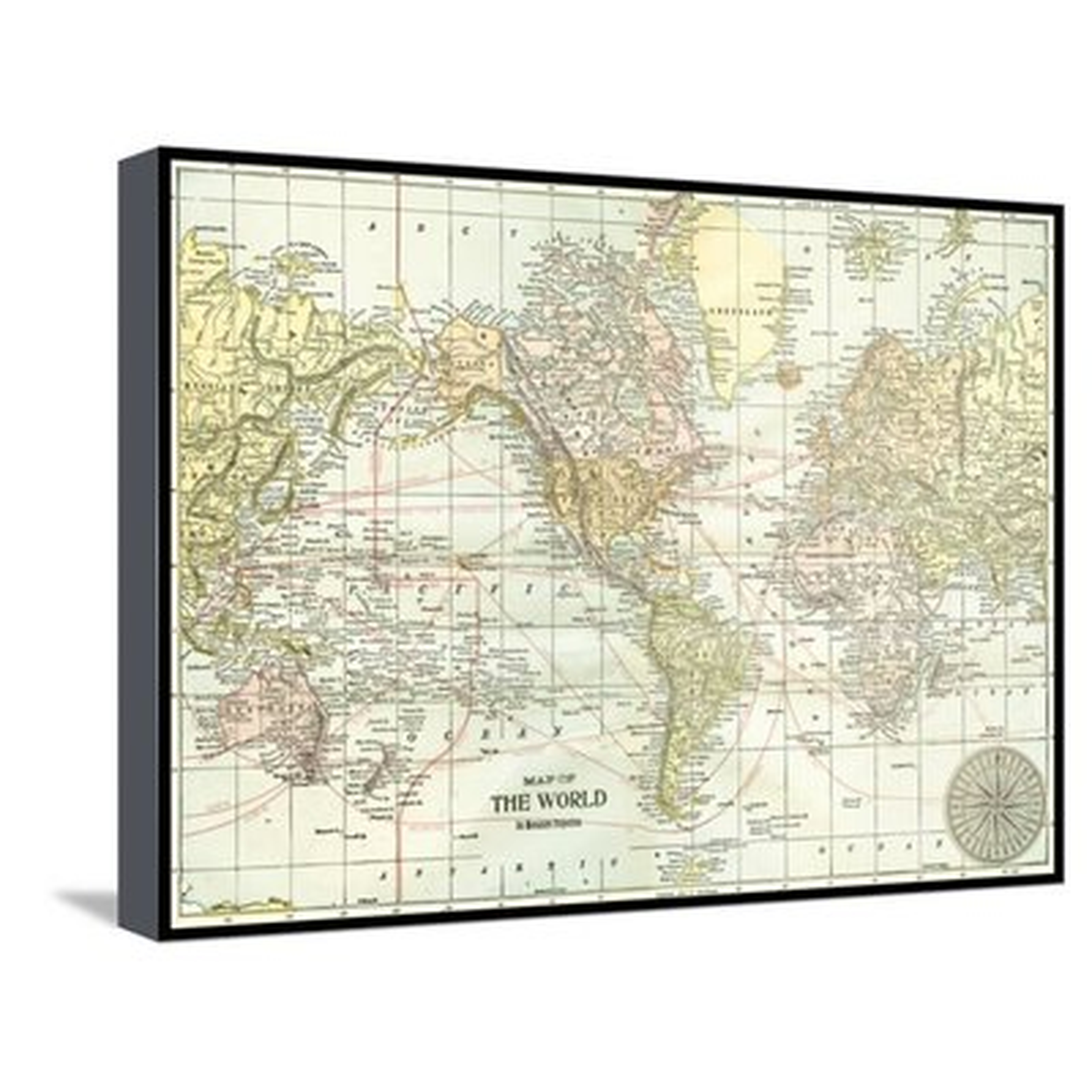 'World Map with Black Border' Graphic Art Print on Canvas - Wayfair