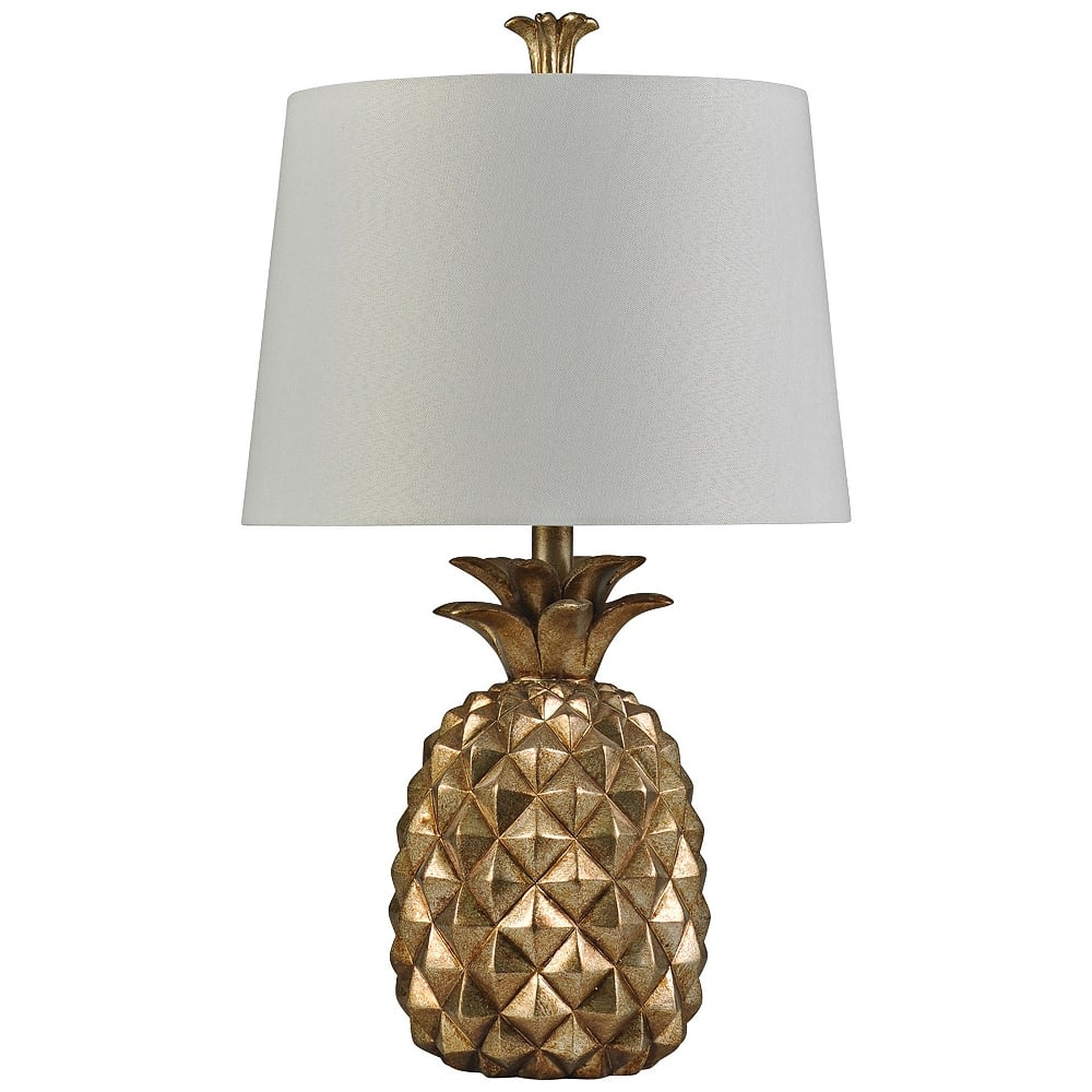 Gold Pineapple-Shaped Table Lamp with White Hardback Shade - Style # 60W37 - Lamps Plus