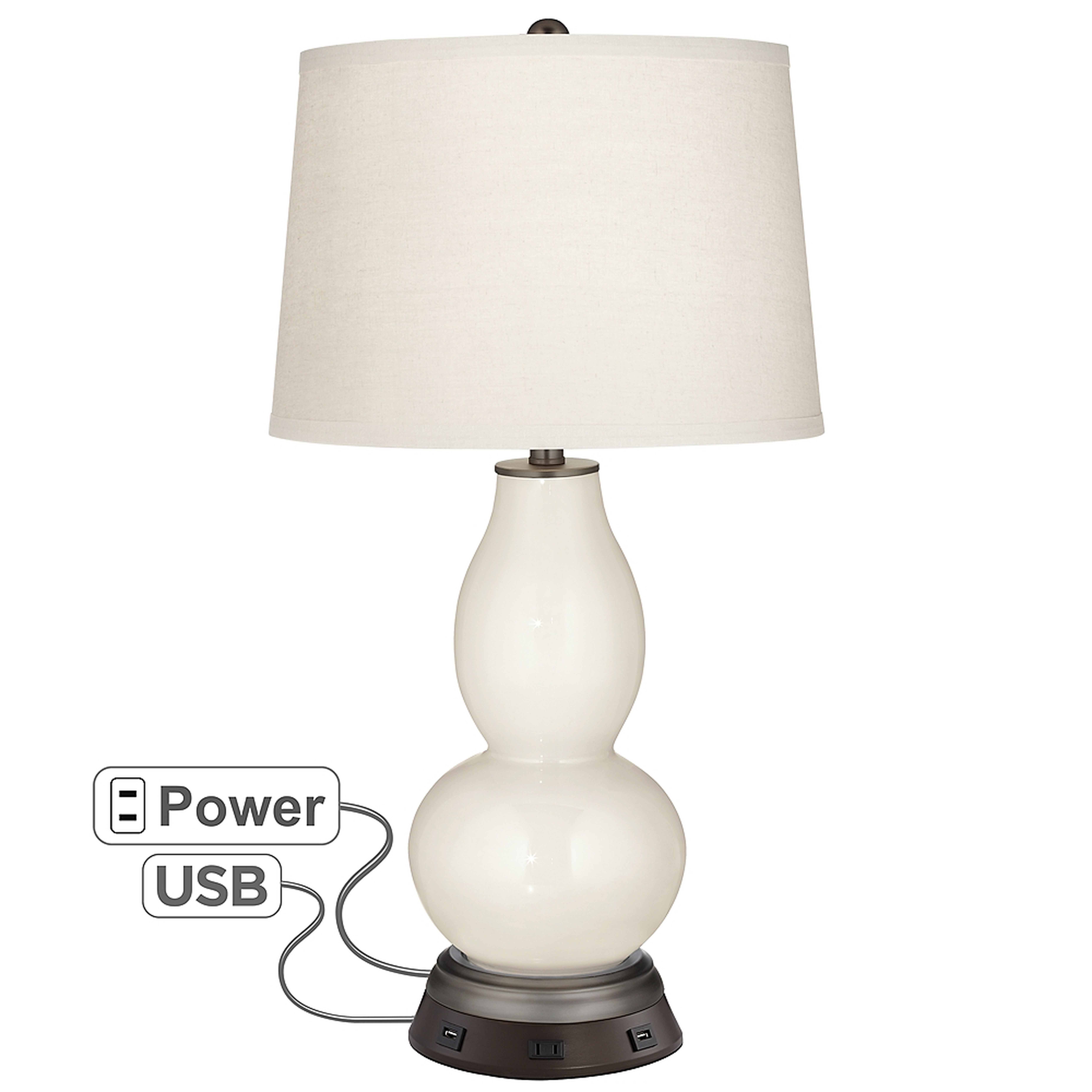 West Highland Double Gourd Table Lamp with USB Workstation Base - Style # 68W40 - Lamps Plus