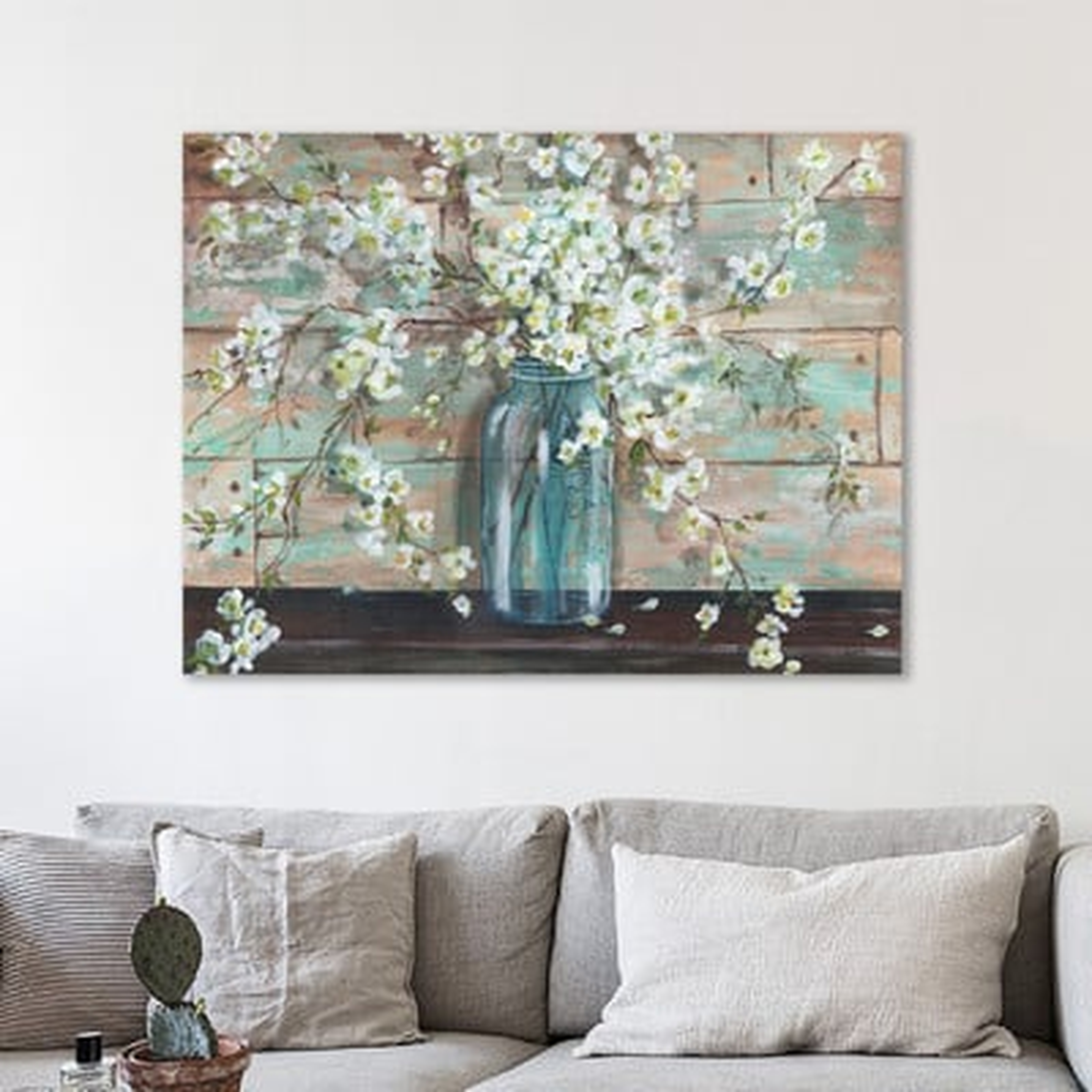'Blossoms in Mason Jar' Painting Print on Wrapped Canvas - Wayfair