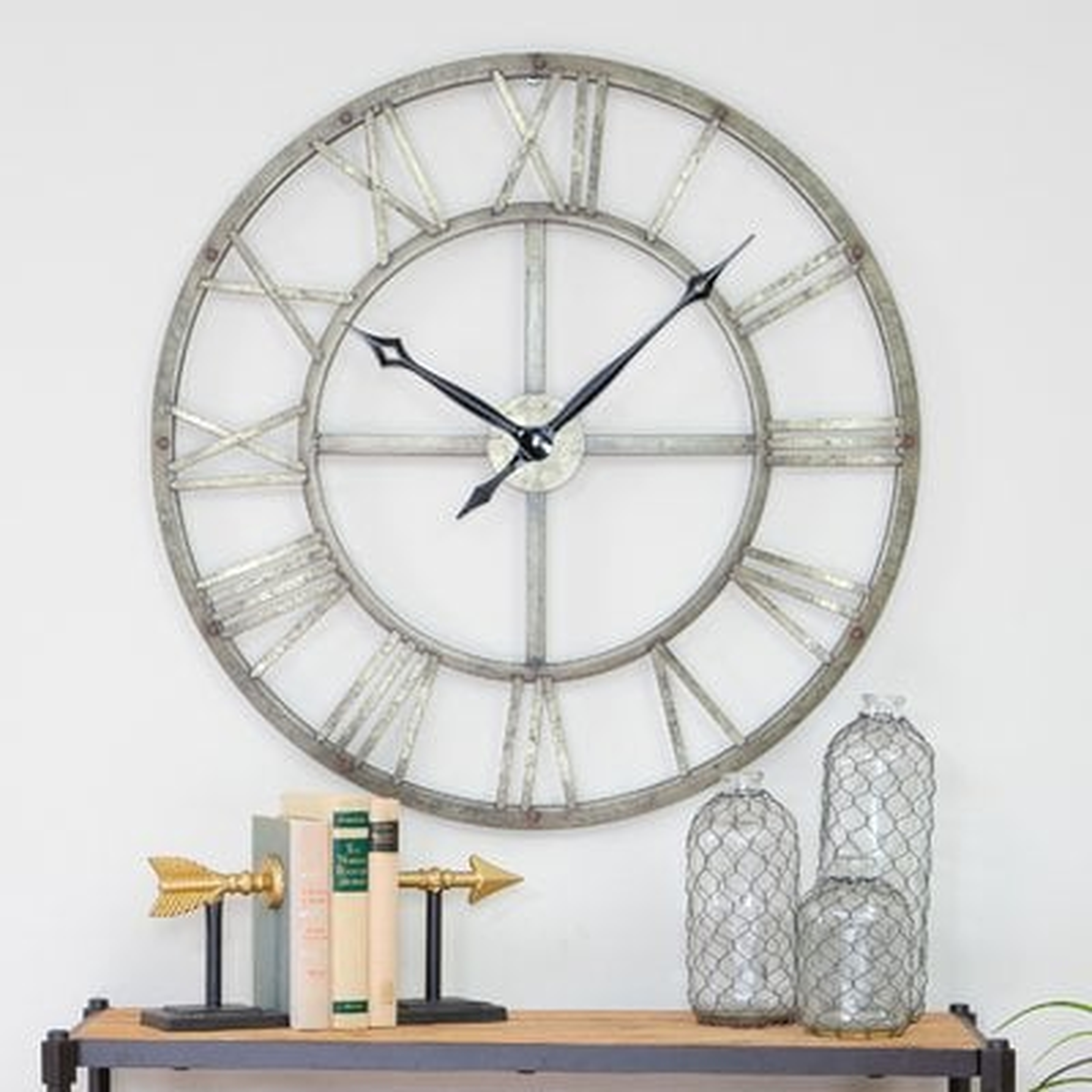 Oversized Vergara Metal 32" Wall Clock - Wayfair