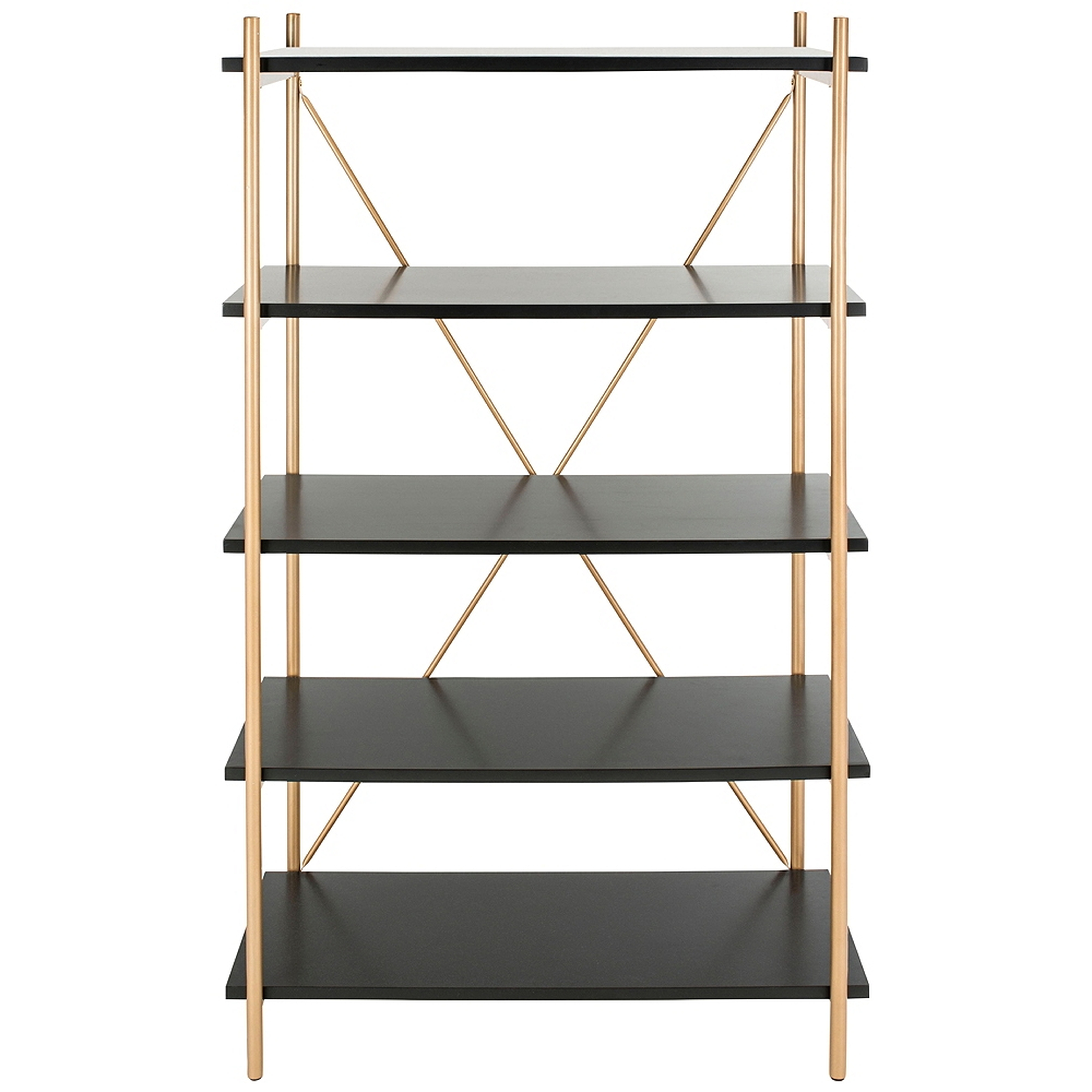 Safavieh Rigby Bold Black and Gold Metal 4-Shelf Etagere - Style # 67X60 - Lamps Plus