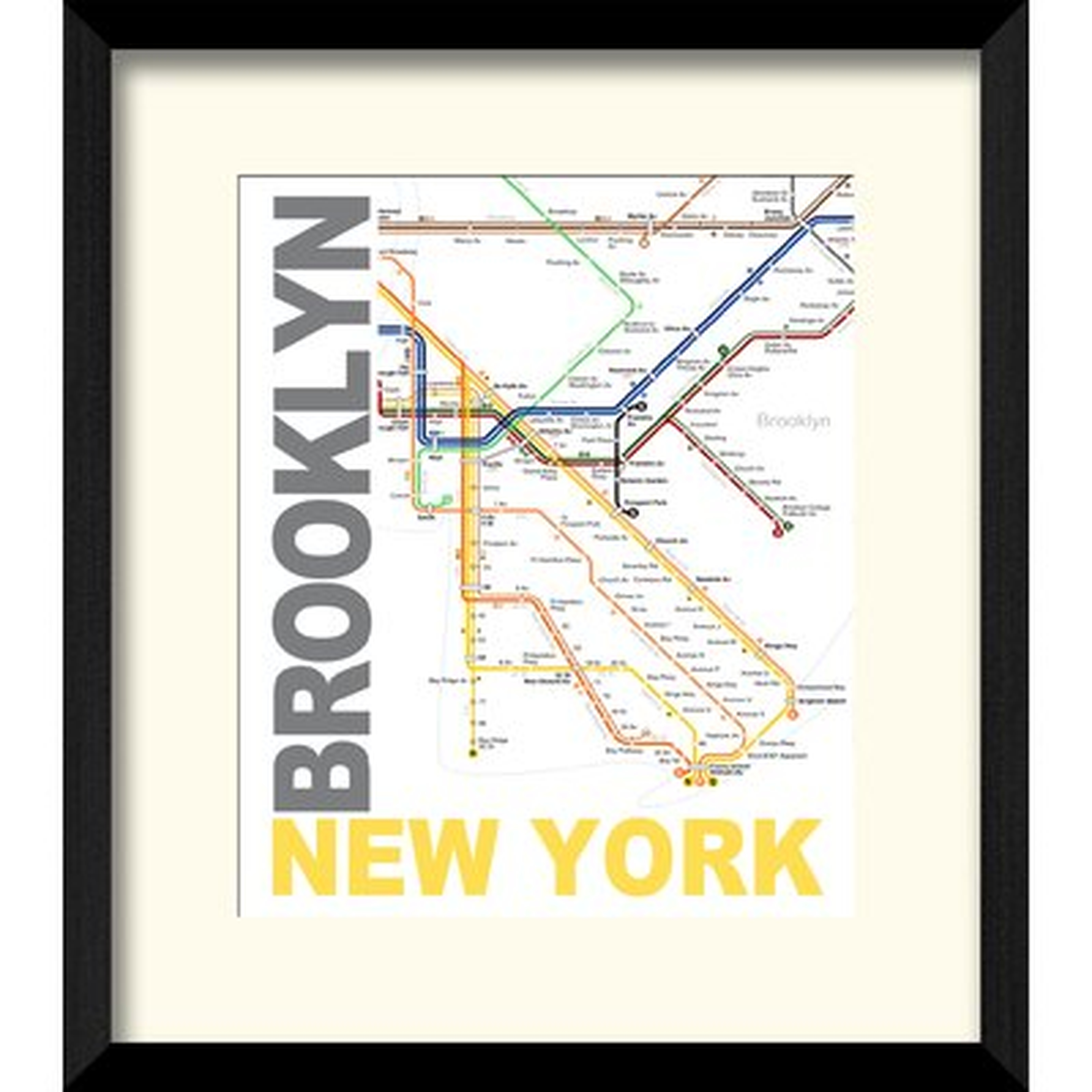 Brooklyn Map Framed Graphic Art - Wayfair