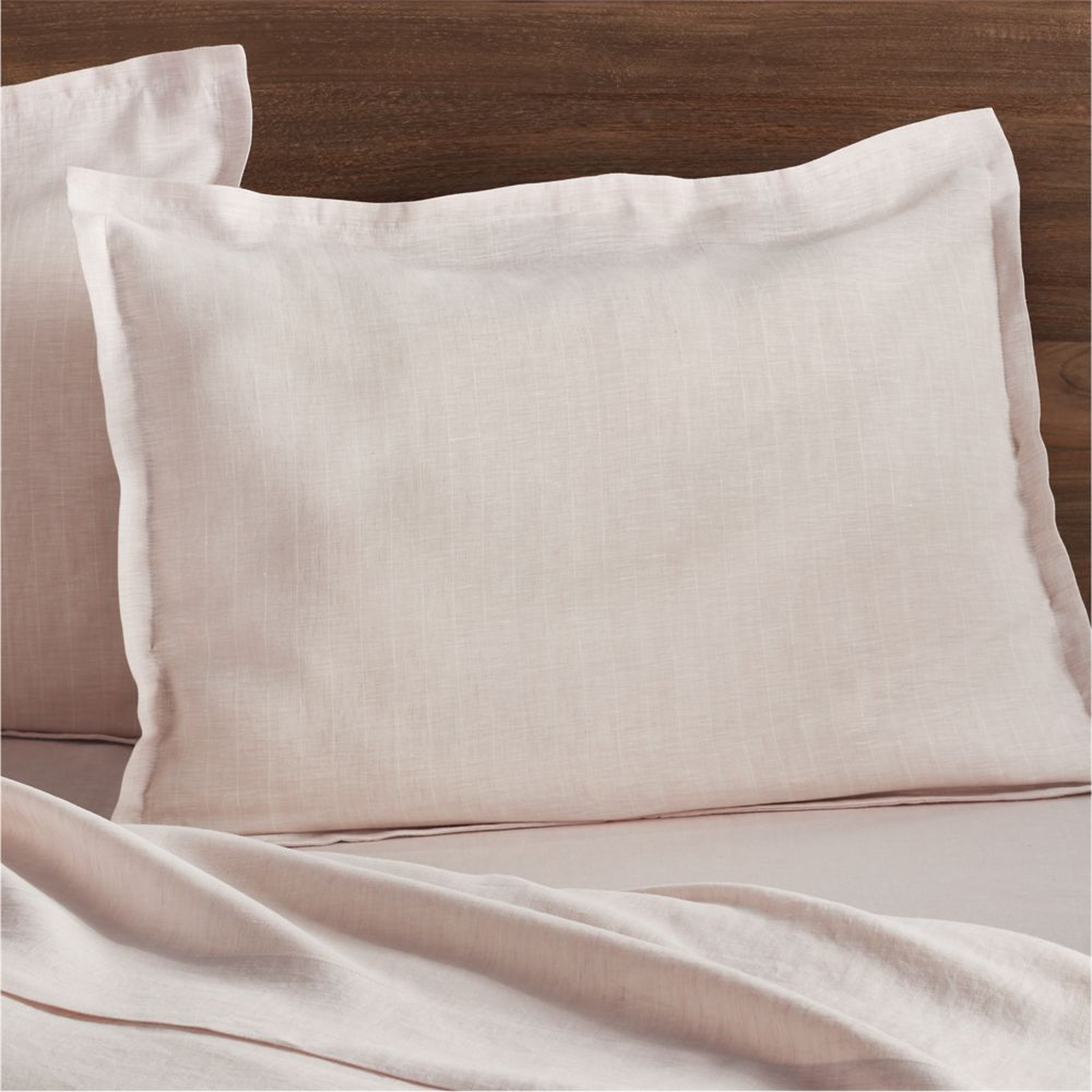 Linen Pinstripe Blush Standard Pillow Sham - Crate and Barrel